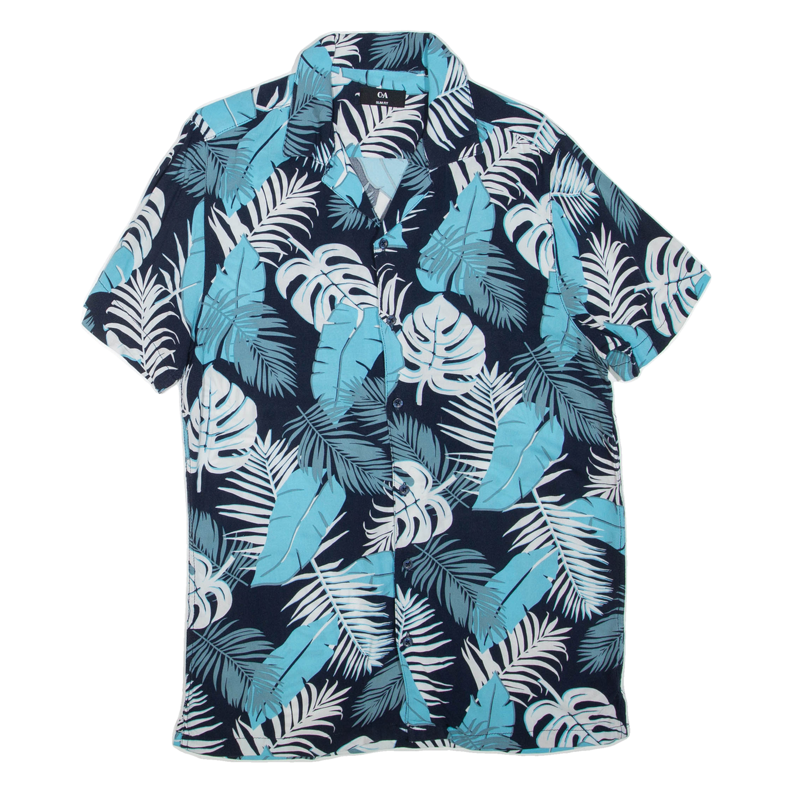 C&A Slim Fit Mens Hawaiian Shirt Blue Floral S Refurbished - N/A refurbished available on Cerqular