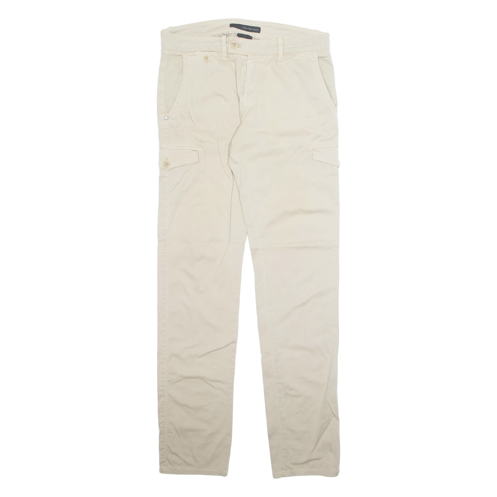 CALVIN KLEIN JEANS Chino Cargo Mens Trousers Beige Regular Skinny W30 L33 Refurbished - N/A refurbished available on Cerqular