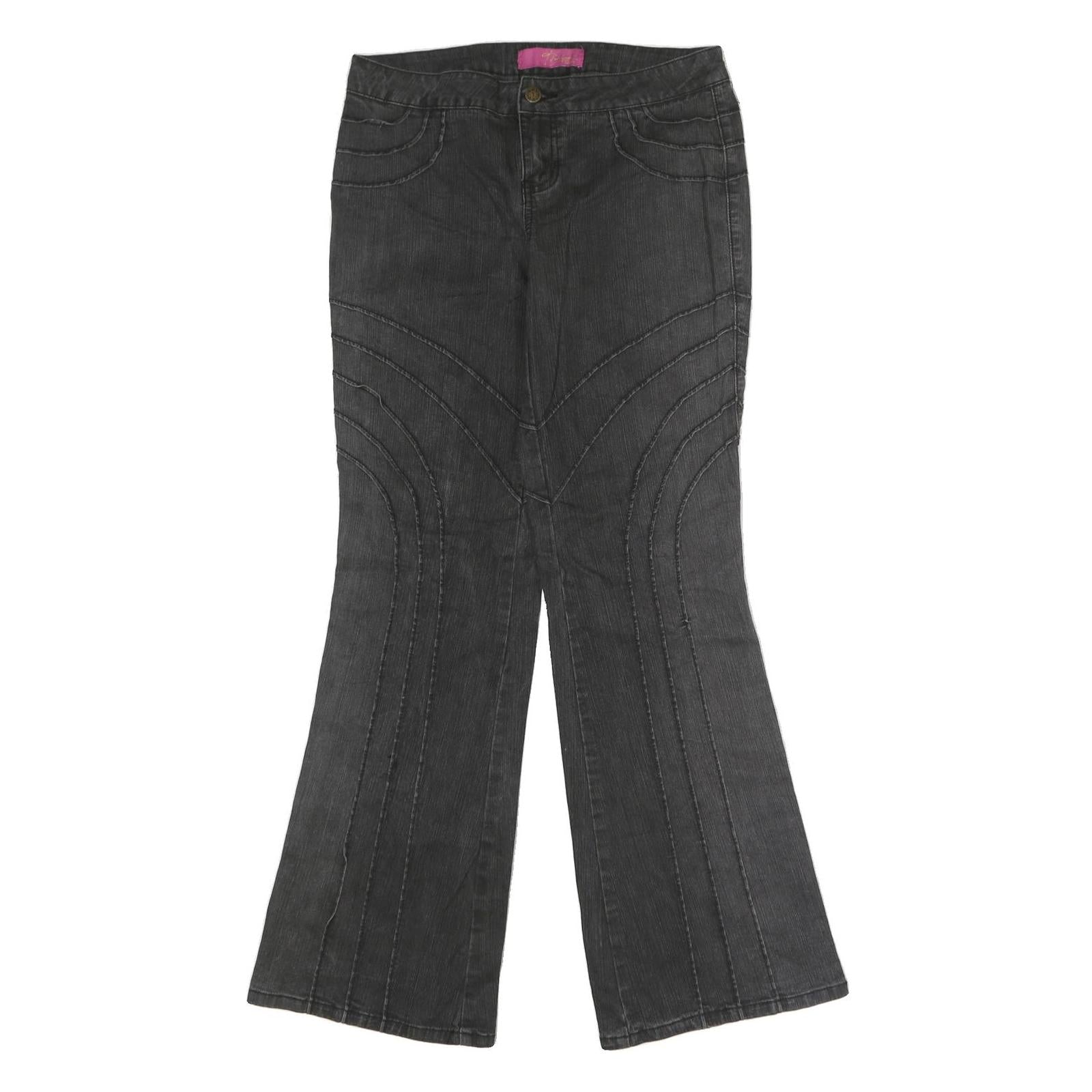 THALIA SODI Womens Jeans Black Regular Flared Denim Dark W32 L32 Stylish Stitch Refurbished - N/A refurbished available on Cerqular