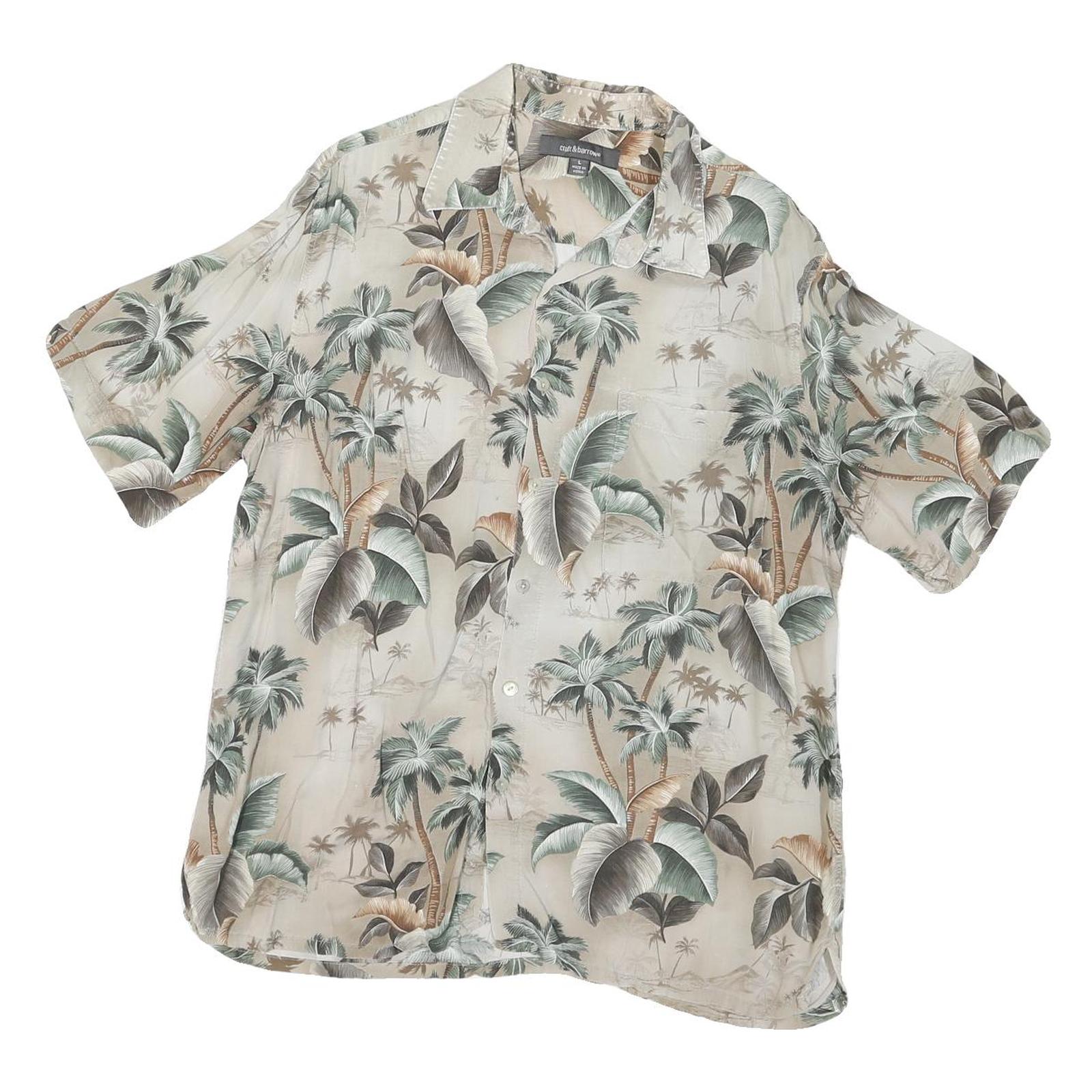 CROFT & BARROW Mens Beige Tropical Leaf Print Shirt L Casual Summer Holiday Refurbished - N/A refurbished available on Cerqular