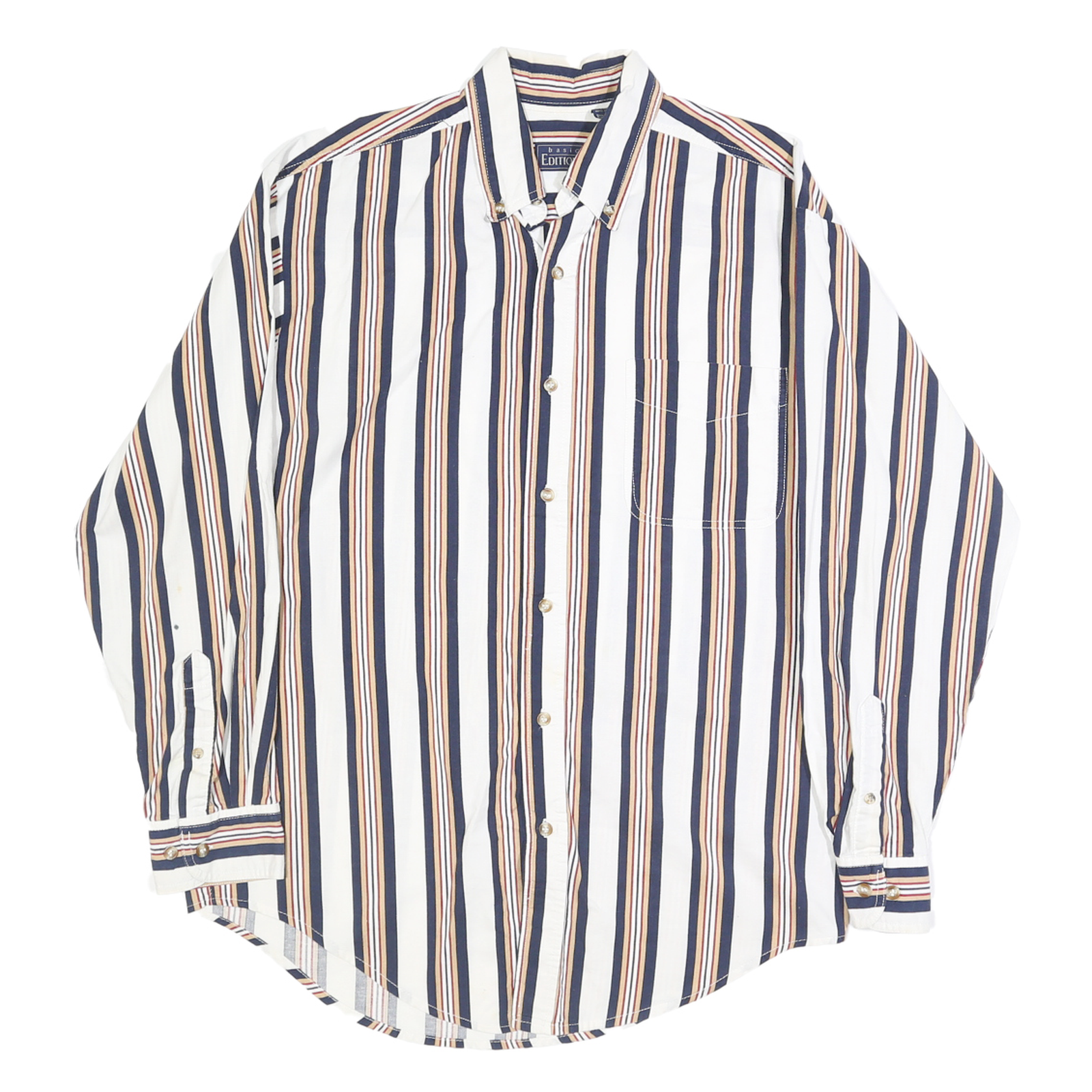 Buy BASIC EDITIONS Mens White & Navy Striped Cotton Shirt S Button Down Casual Refurbished - $14.29 BASIC EDITIONS Mens White & Navy Striped Cotton Shirt S Button Down Casual Refurbished - N/A refurbished available on Cerqular