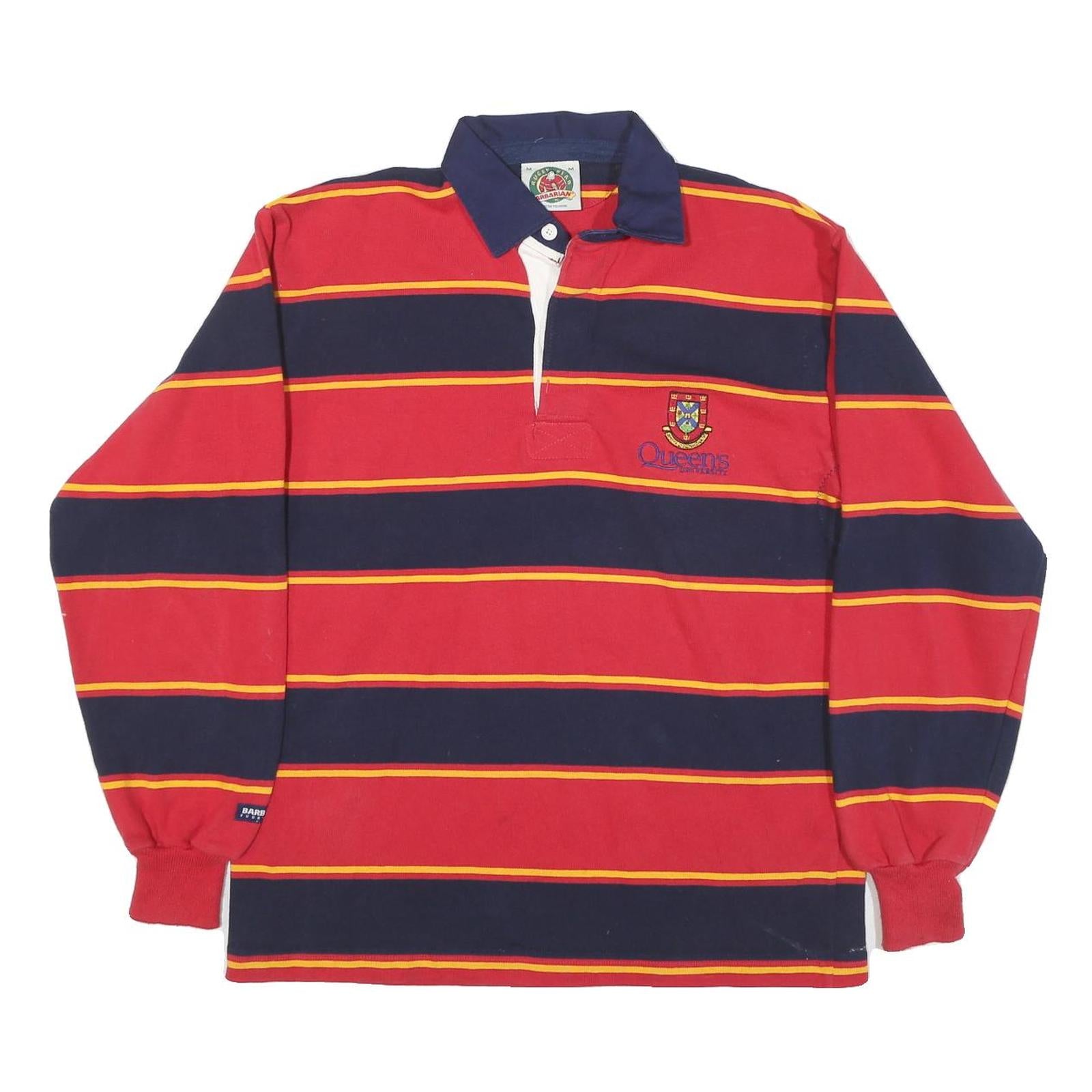 RUGBY WEAR Mens Red & Navy Yellow Stripe Long Sleeve Polo Shirt M Rugby Style Refurbished - N/A refurbished available on Cerqular