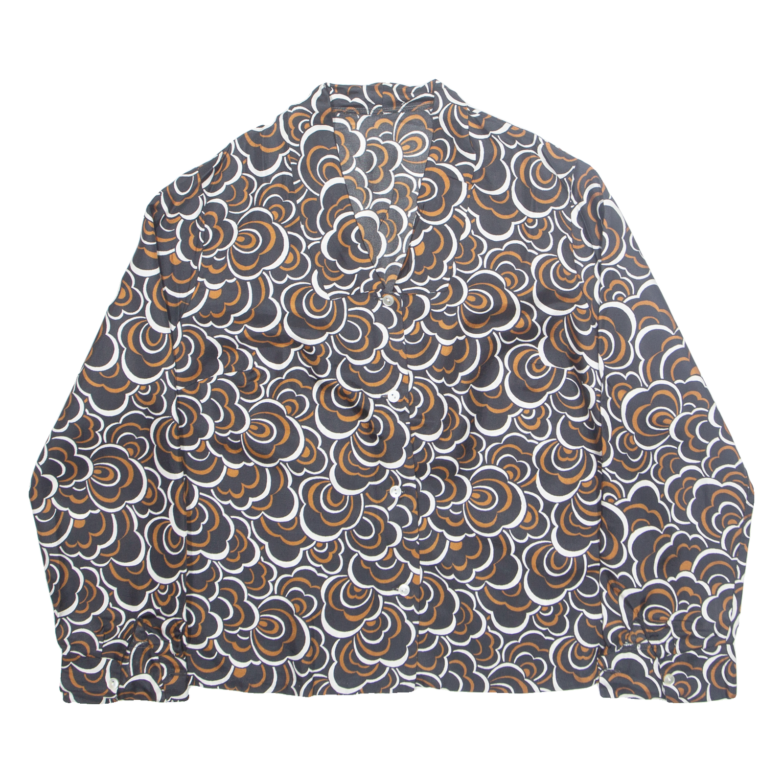 Womens Printed Shirt Black Collared Long Sleeve Floral M Refurbished - N/A refurbished available on Cerqular