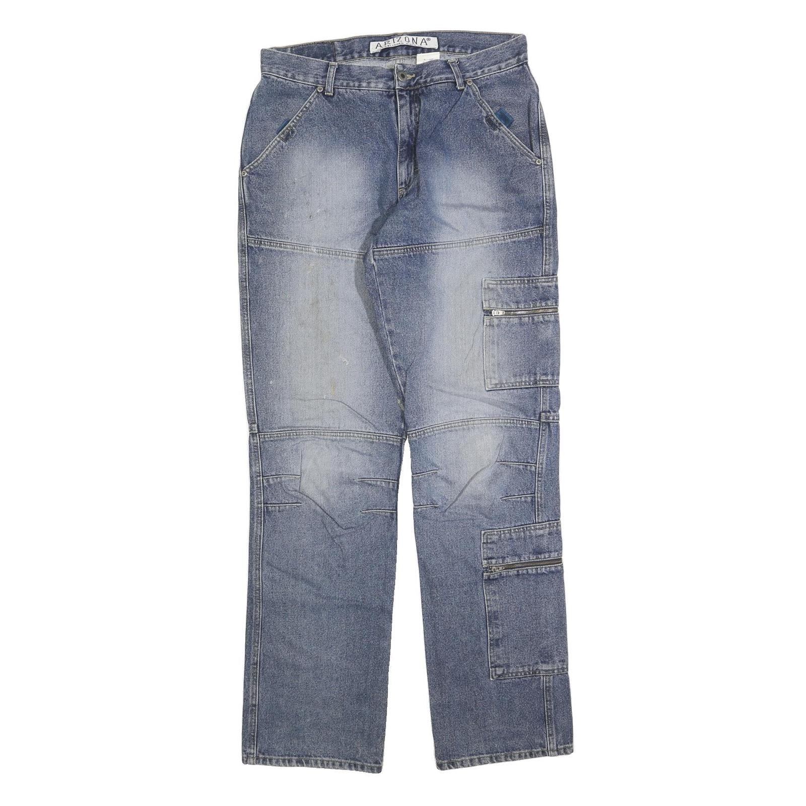 ARIZONA JEAN COMPANY Mens Regular Blue Denim Rinse W35 L35 Cargo Pocket Zip Fly Refurbished - N/A refurbished available on Cerqular