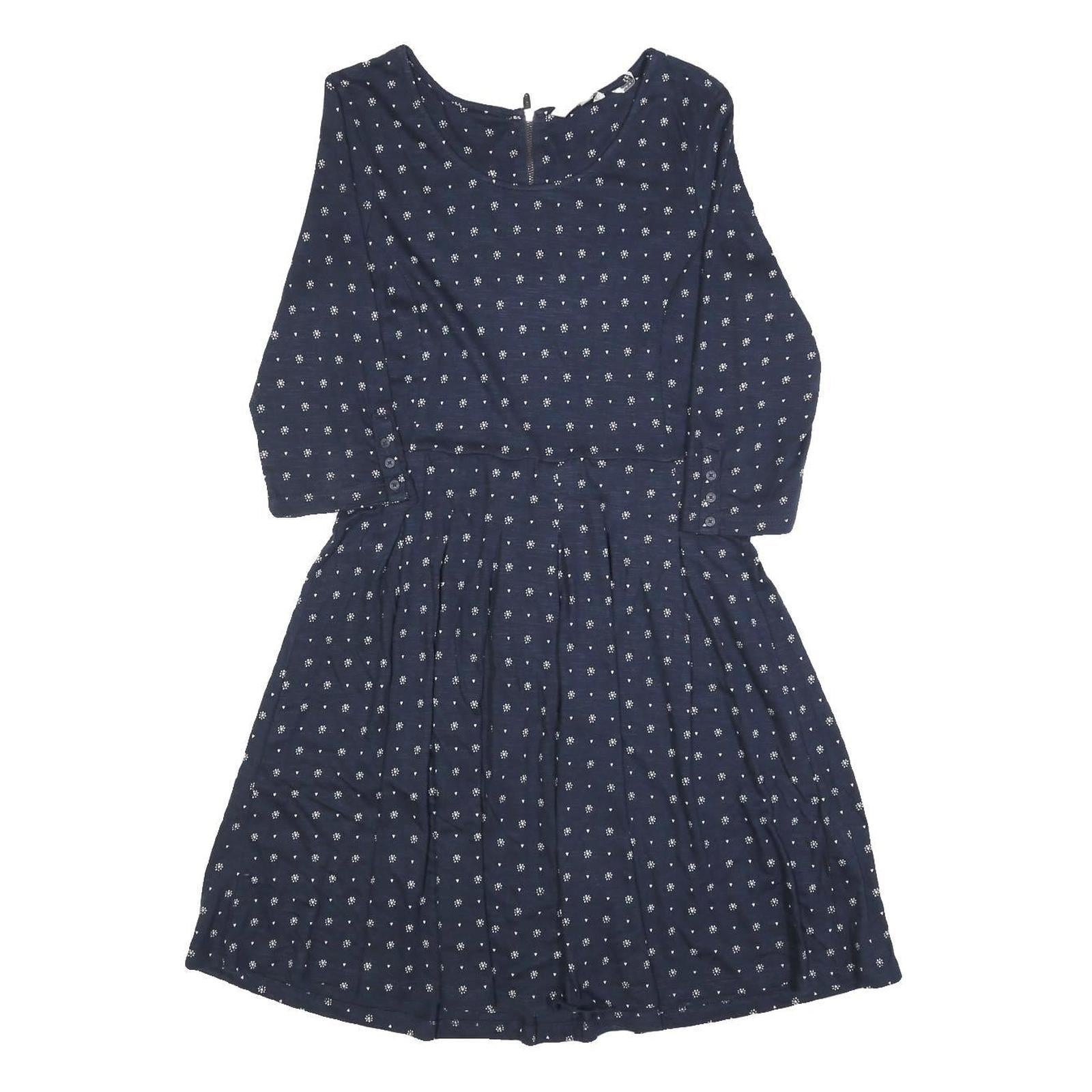 FAT FACE Womens Navy Blue Cotton Blend Day Dress Polka Dot 3/4 Sleeve UK 12 Refurbished - N/A refurbished available on Cerqular