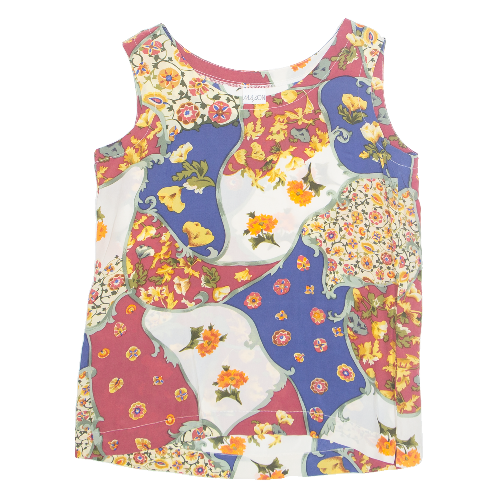 MAYON Womens Printed Vest Red Sleeveless Silk Floral M Refurbished - N/A refurbished available on Cerqular