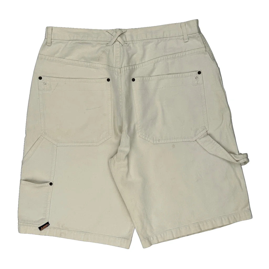 Unbranded Carpenter Shorts - 36W 12L Cream Cotton Refurbished - Thrifted (note: this is a term often used to describe second- refurbished available on Cerqular