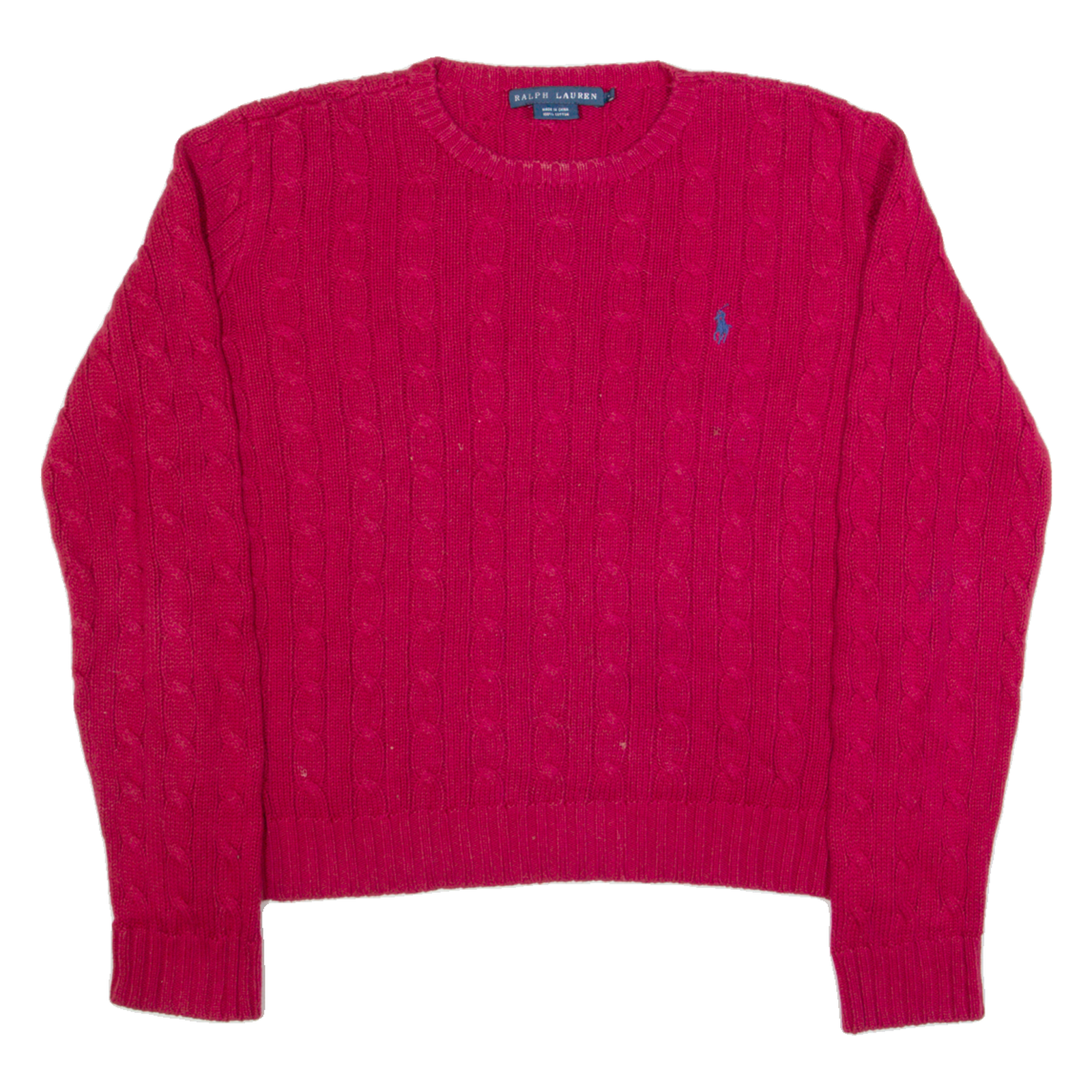 RALPH LAUREN Womens Jumper Red Cable Knit L Refurbished - N/A refurbished available on Cerqular