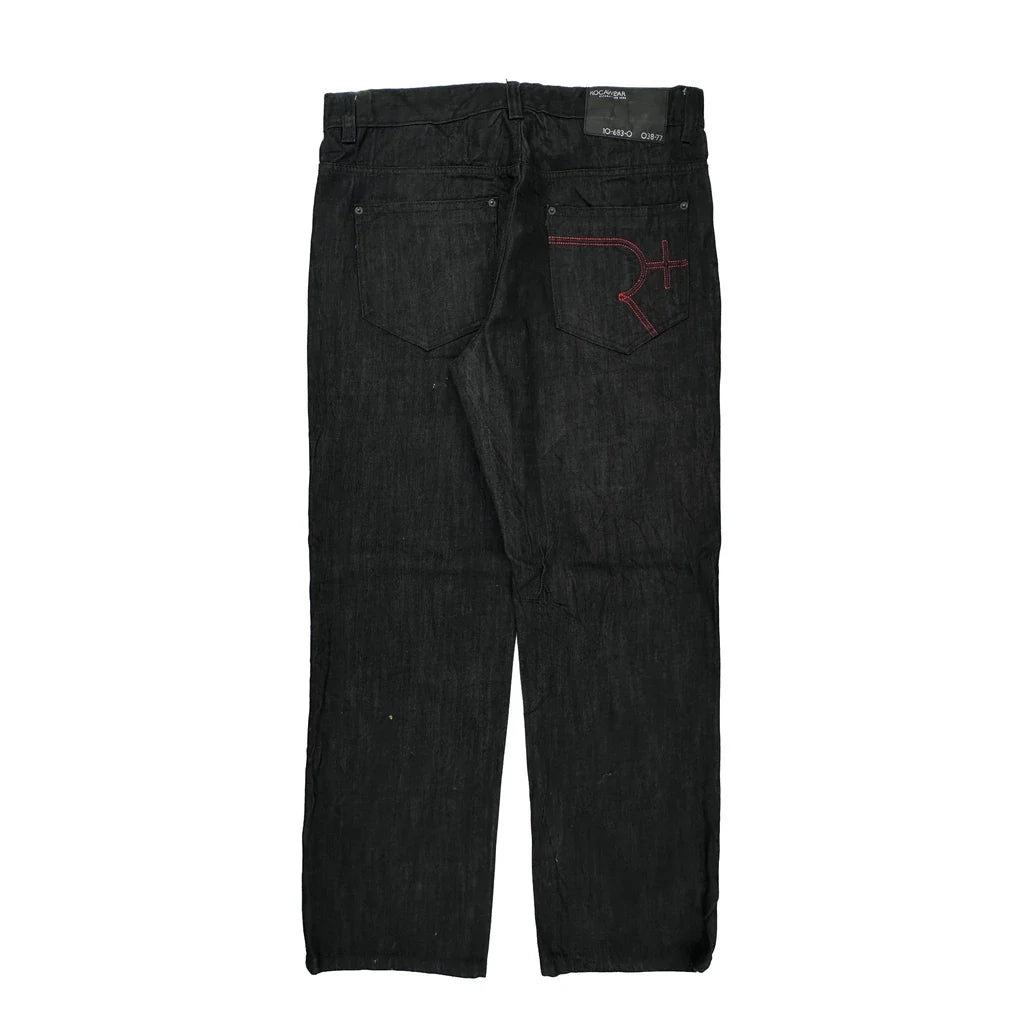 Rocawear Contrast Stitch Jeans - 40W 31L Black Cotton Refurbished - Thrifted (note: this is a term often used to describe second- refurbished available on Cerqular