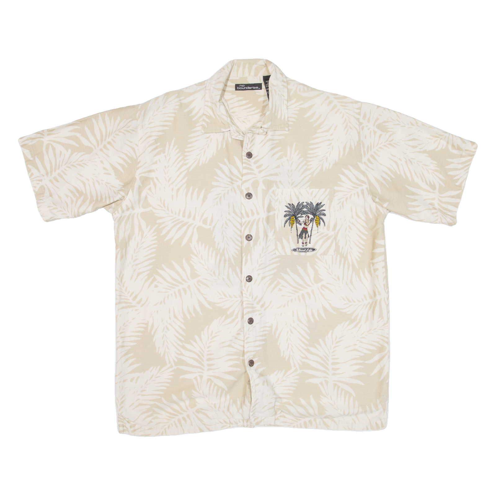 NO BOUNDARIES Mens Hawaiian Shirt Beige Floral L Refurbished - N/A refurbished available on Cerqular