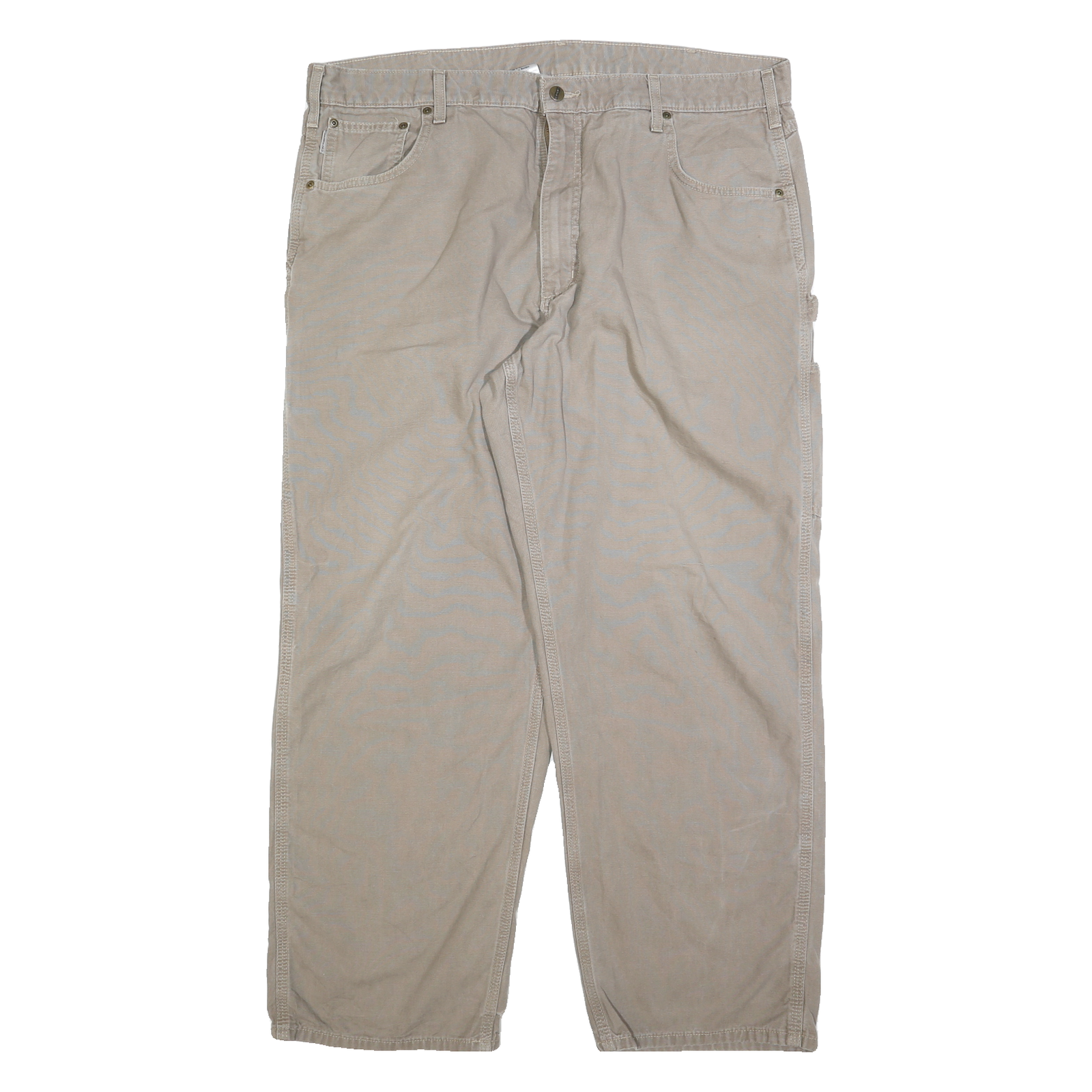 CARHARTT Mens Regular Beige Cotton Blend Trousers W42 L32 Workwear Zip Closure Refurbished - N/A refurbished available on Cerqular