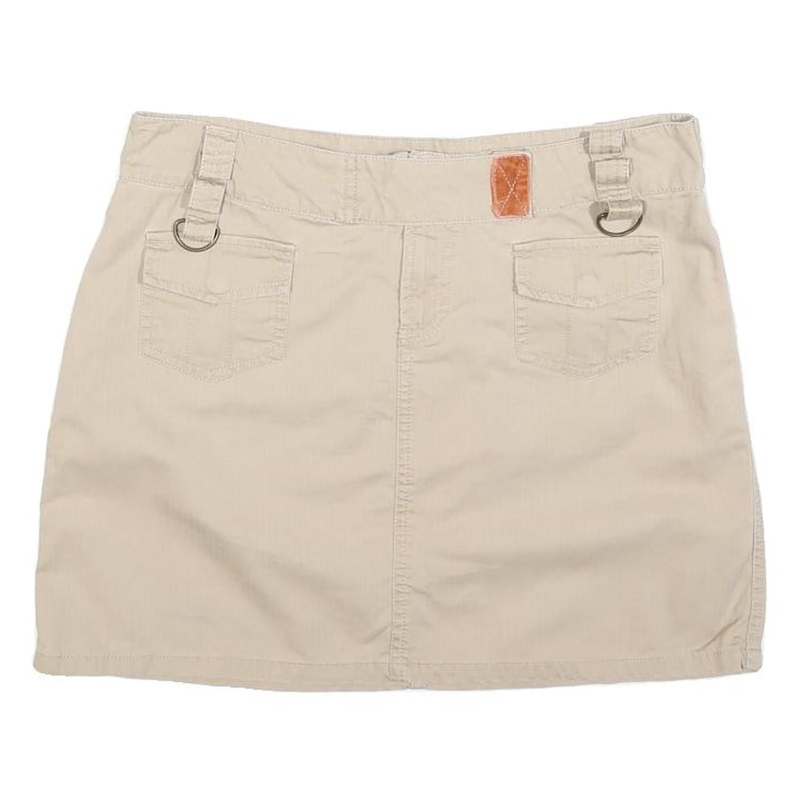 FREE PEOPLE Womens Beige Mini Cotton Blend Straight Skirt M Utility Casual Refurbished - N/A refurbished available on Cerqular
