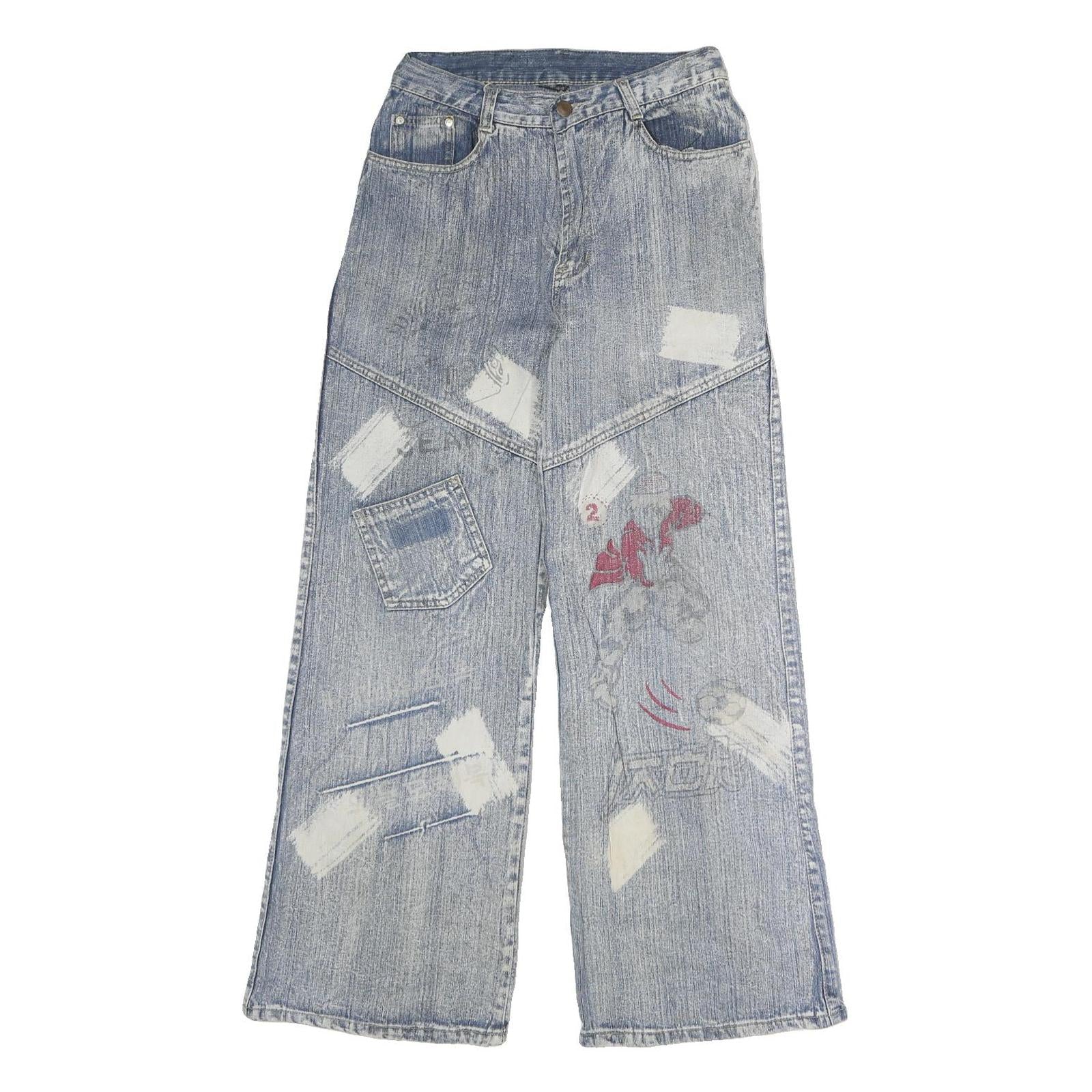 REN WOFEI Mens Blue Regular Straight Denim Stone Wash Jeans W26 L27 Distressed Refurbished - N/A refurbished available on Cerqular