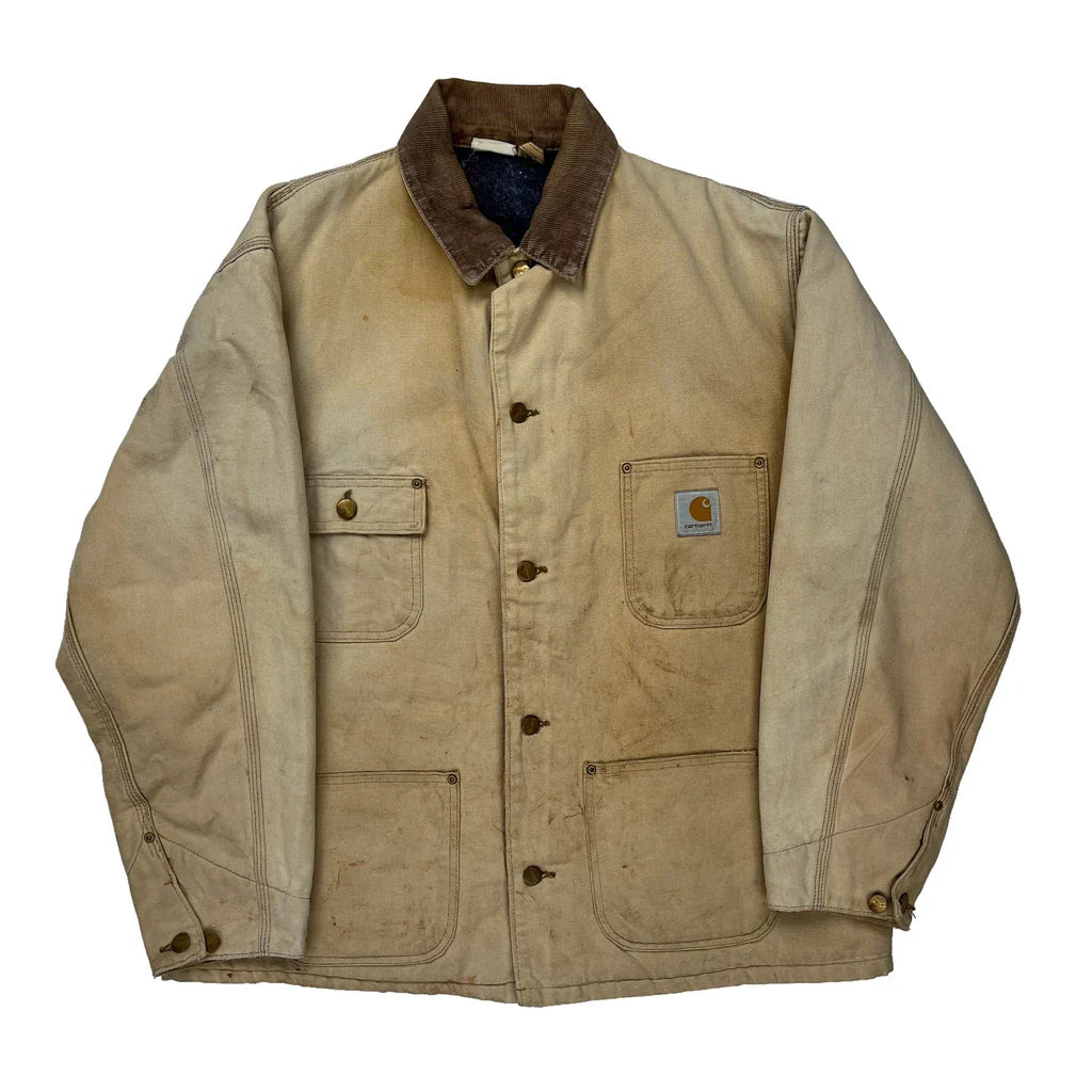 Chore Carhartt Jacket - XL Beige Cotton Refurbished - Thrifted (note: this is a term often used to describe second- refurbished available on Cerqular