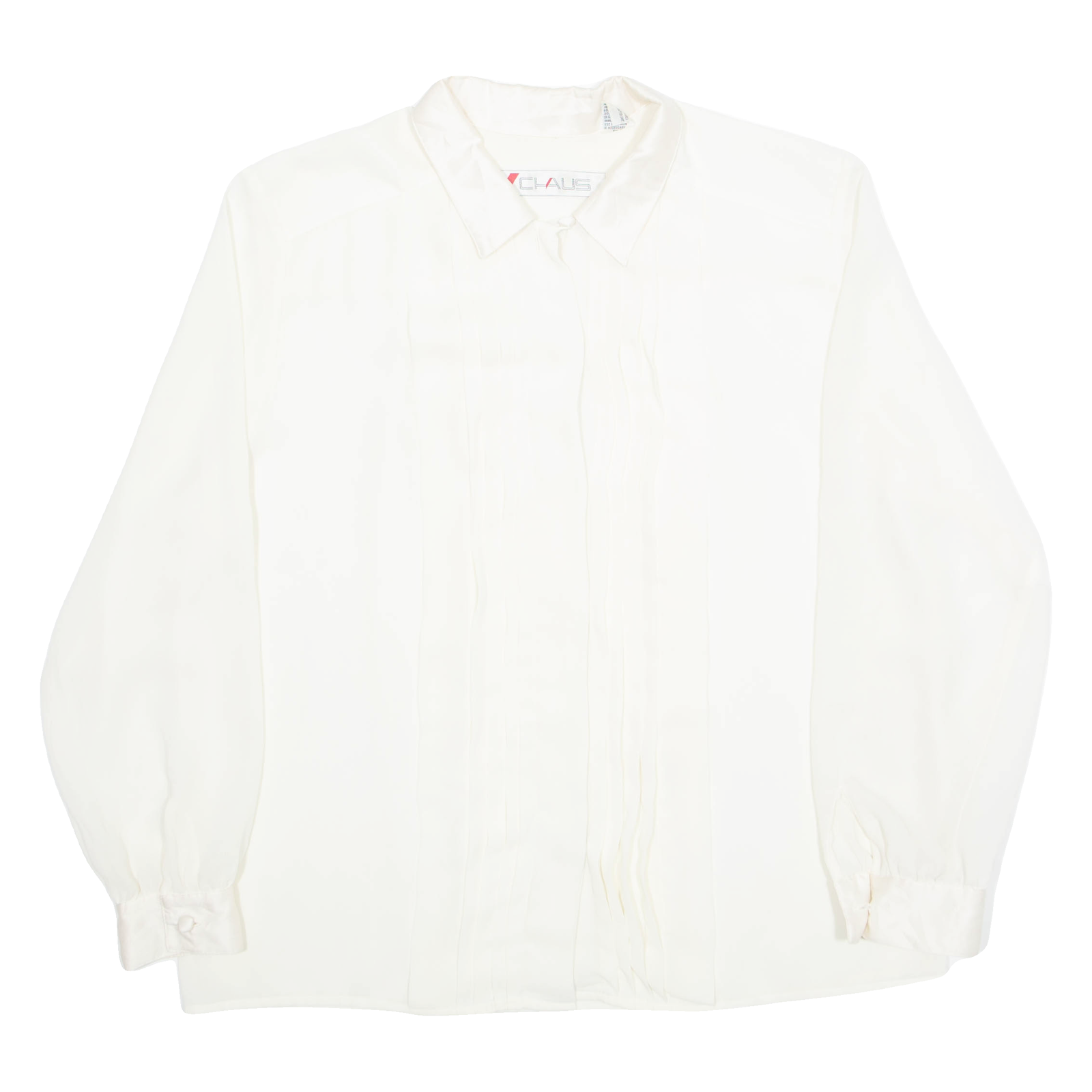 CHAUS Frill Womens Shirt Cream Collared Long Sleeve 90s L Refurbished - N/A refurbished available on Cerqular