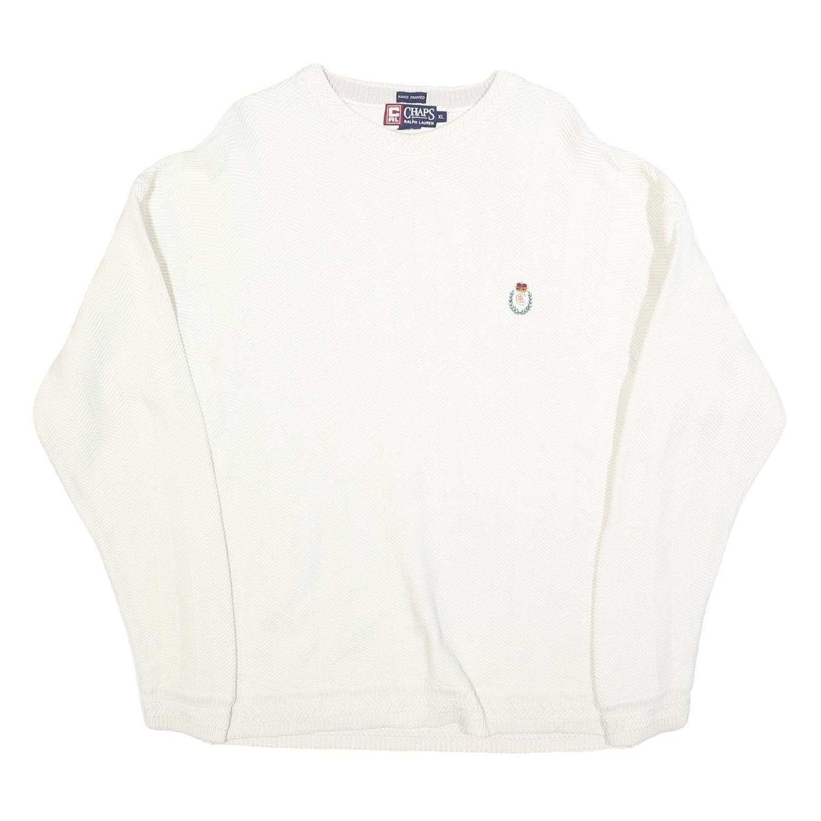 CHAPS RALPH LAUREN Mens White Plain Cotton Crew Neck Basic Knit Jumper XL Refurbished - N/A refurbished available on Cerqular