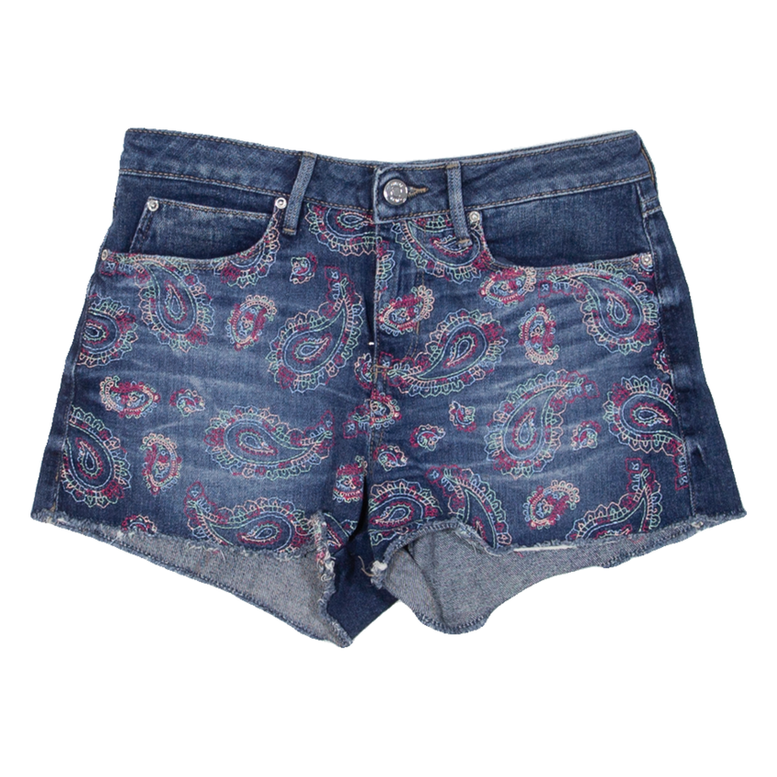 GUESS Paisley Womens Denim Shorts Blue Relaxed S W27 Refurbished - N/A refurbished available on Cerqular