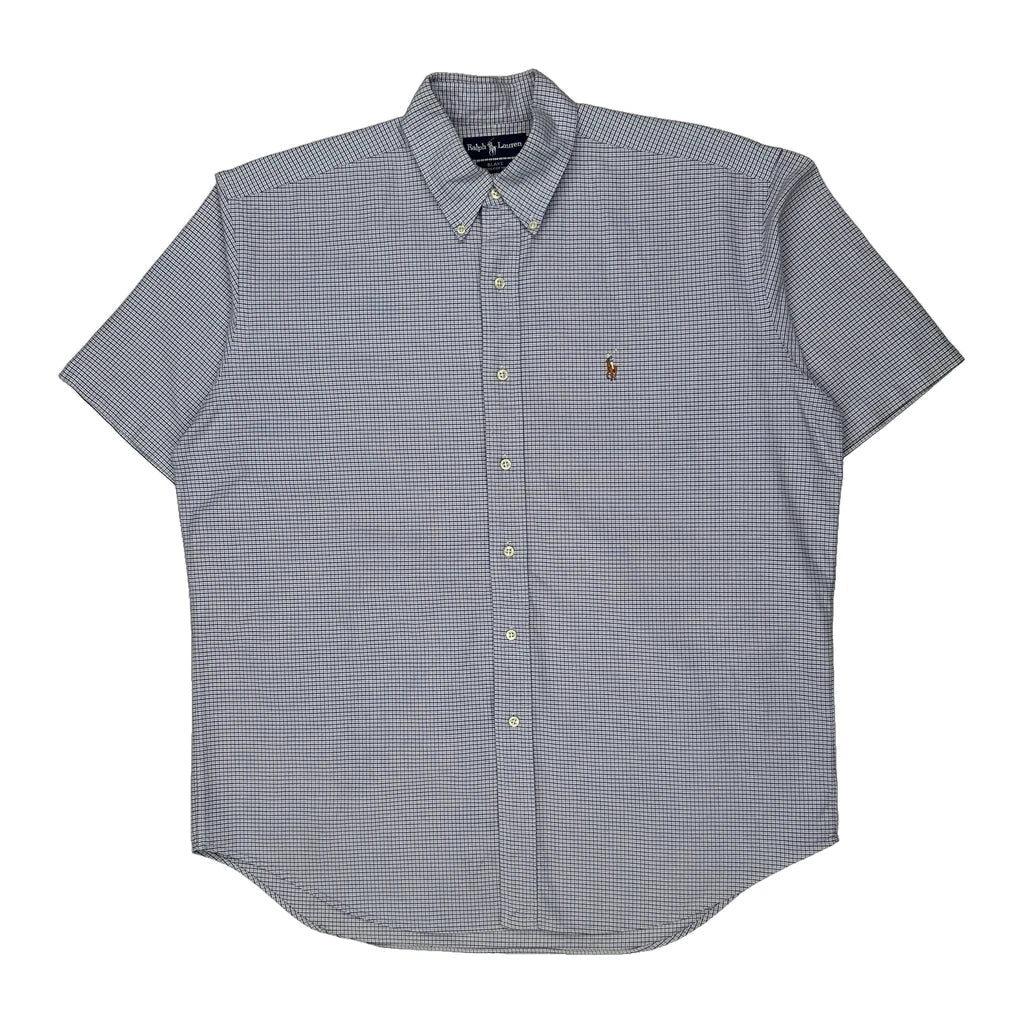 Ralph Lauren Checked Short Sleeve Shirt - Large Blue Cotton Refurbished - Thrifted (note: this is a term often used to describe second- refurbished available on Cerqular