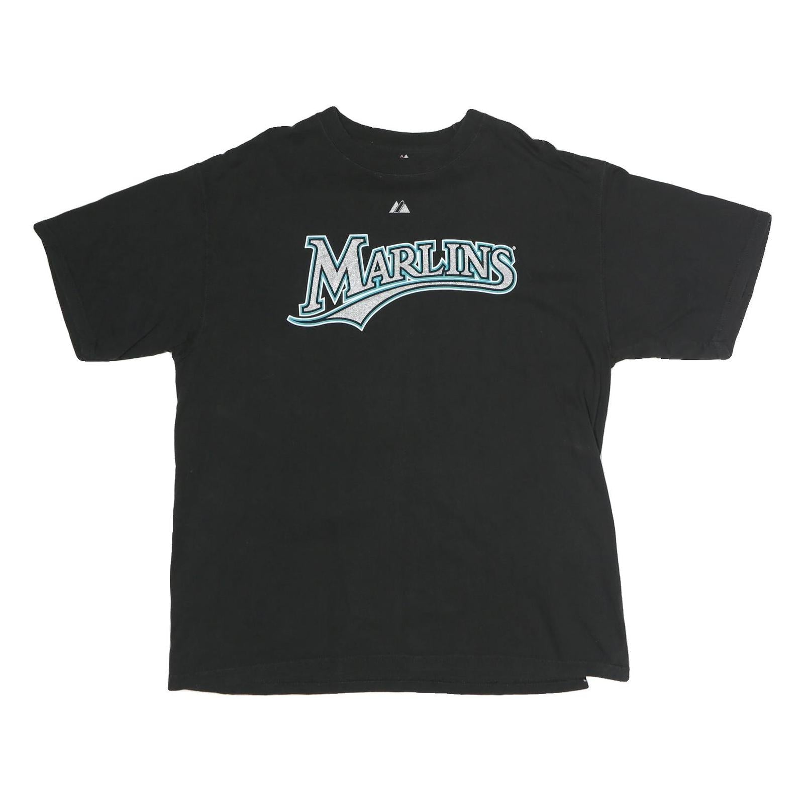 MAJESTIC Mens Black Marlins Graphic T-Shirt XL Short Sleeve Crew Neck Baseball Refurbished - N/A refurbished available on Cerqular