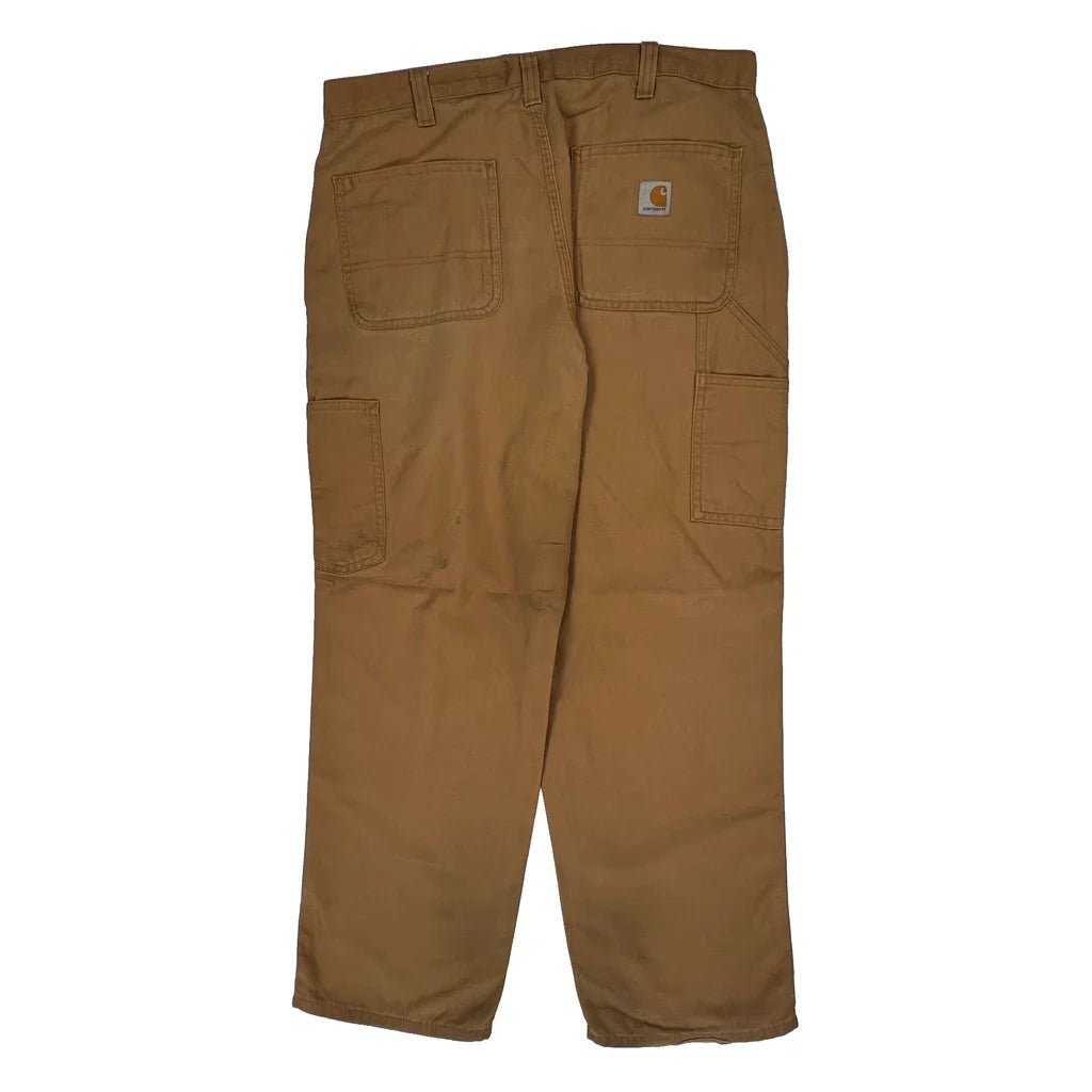 Carhartt Trousers - 34W 30L Brown Cotton Blend Refurbished - Thrifted (note: this is a term often used to describe second- refurbished available on Cerqular