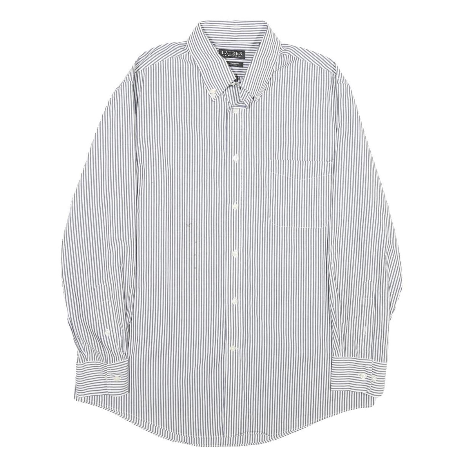 LAUREN RALPH LAUREN Mens Blue Striped Shirt L Cotton Button Down Formal Refurbished - N/A refurbished available on Cerqular