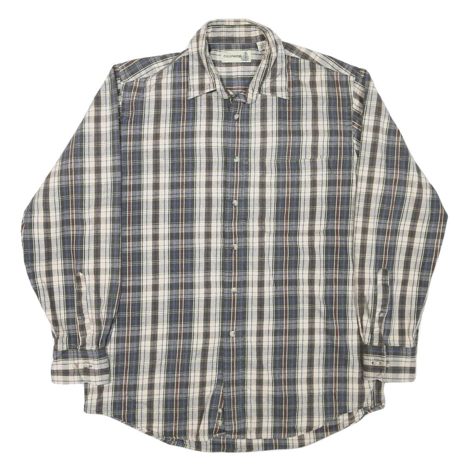 FIELD MASTER Mens Blue Beige Check Shirt M Cotton Blend Classic Casual Refurbished - N/A refurbished available on Cerqular