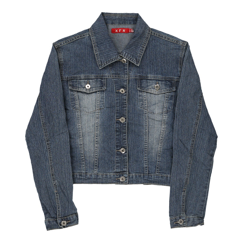Y2K Xfn Denim Jacket - Medium Blue Cotton Refurbished - Thrifted (note: this is a term often used to describe second- refurbished available on Cerqular