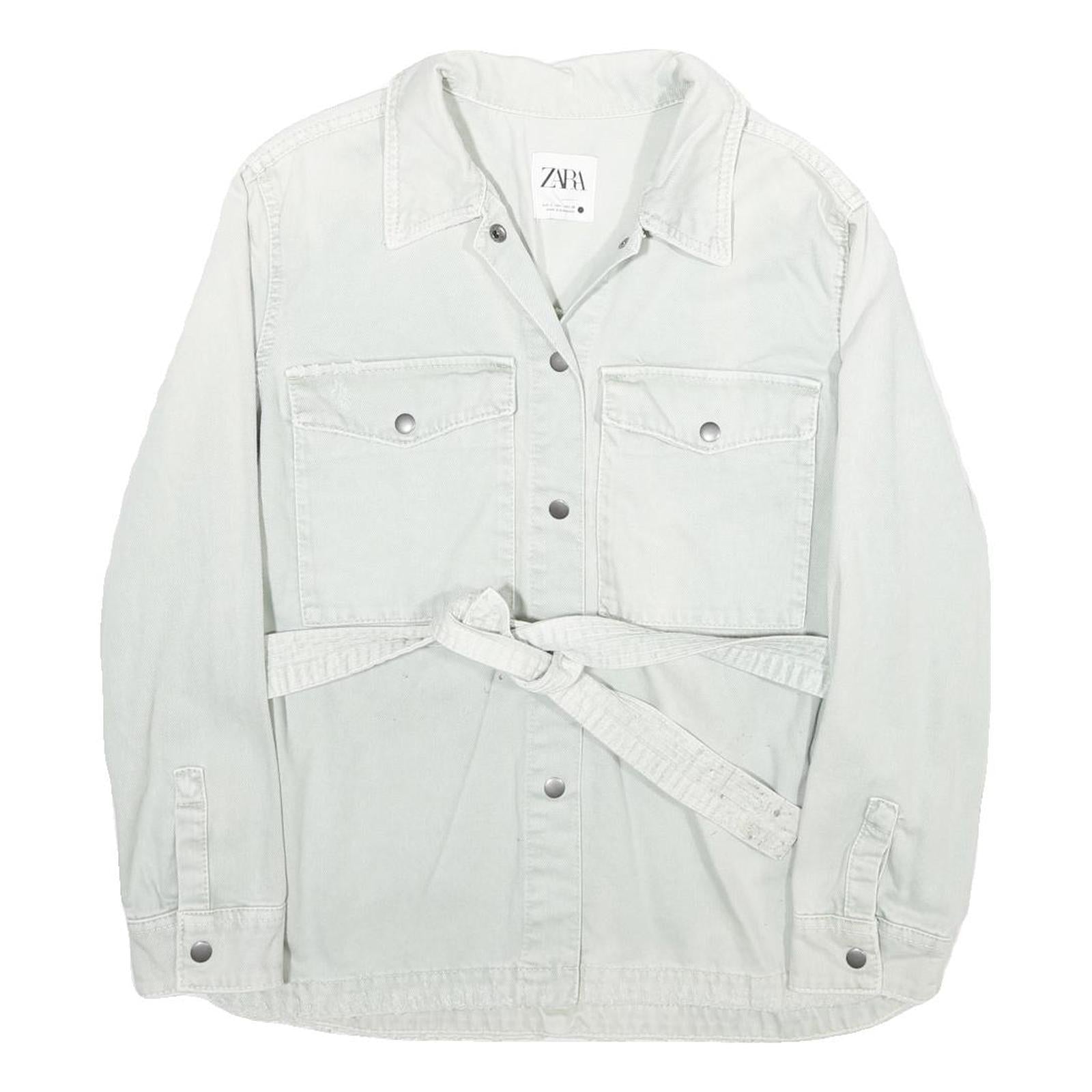 ZARA Womens White Cotton Shirt Jacket L Casual Button Front Long Sleeve Refurbished - N/A refurbished available on Cerqular