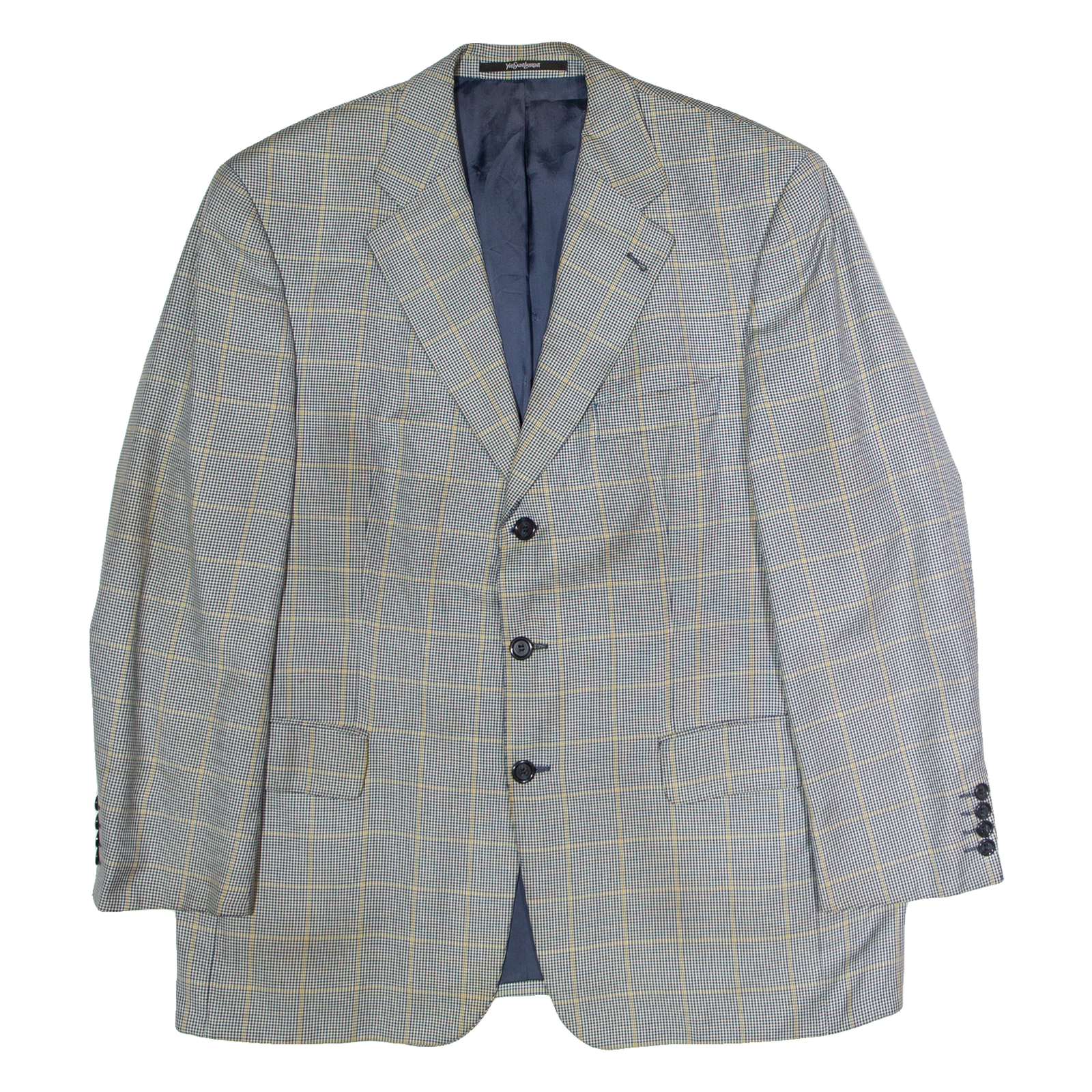 YVES SAINT LAURENT Mens Blazer Jacket Grey Wool Houndstooth XL Refurbished - N/A refurbished available on Cerqular
