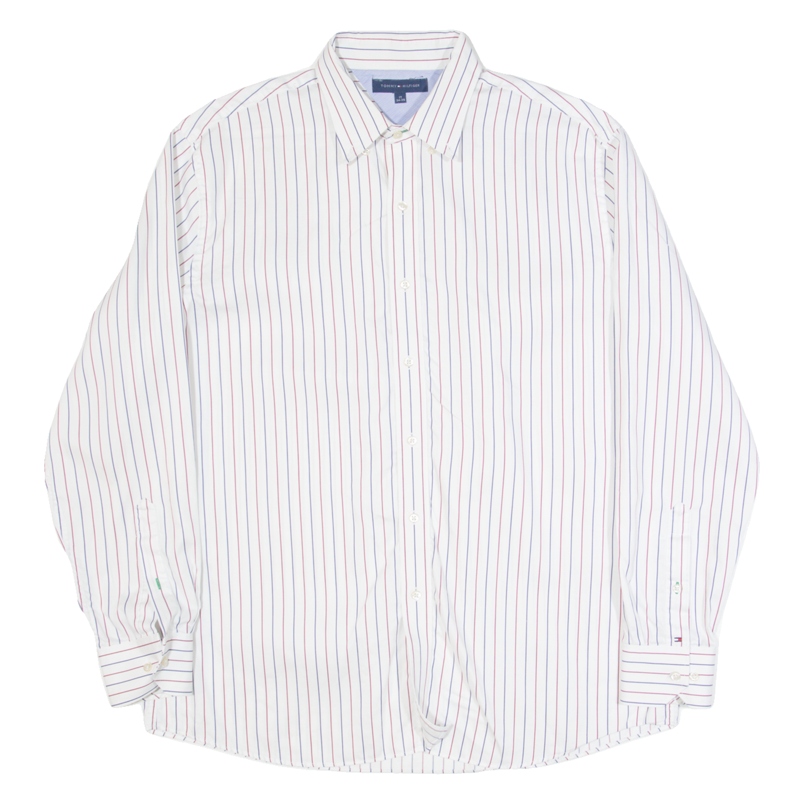 TOMMY HILFIGER Mens Shirt White Striped Long Sleeve L Refurbished - N/A refurbished available on Cerqular