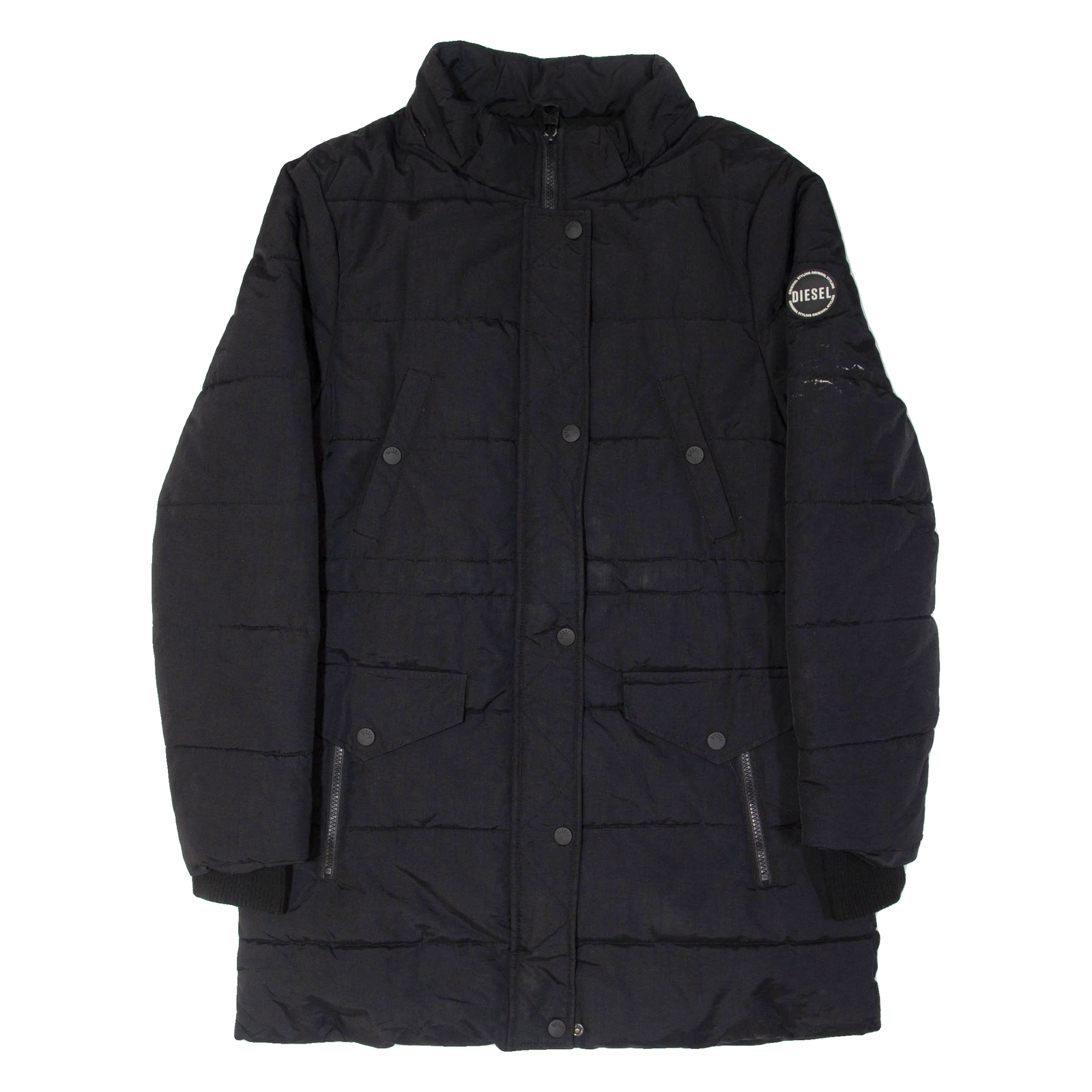 DIESEL Womens Puffer Coat Black Nylon S Refurbished - N/A refurbished available on Cerqular