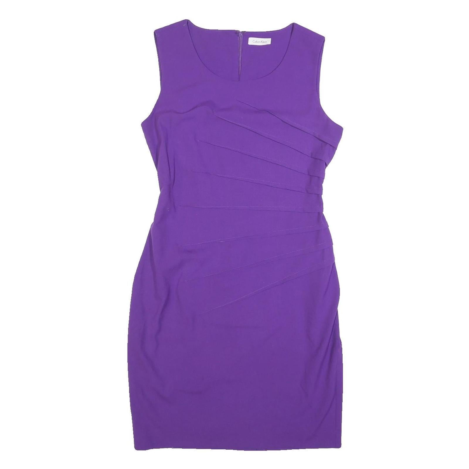 CALVIN KLEIN Womens Purple Sleeveless Bodycon Dress Polyester Blend M Elegant Refurbished - N/A refurbished available on Cerqular
