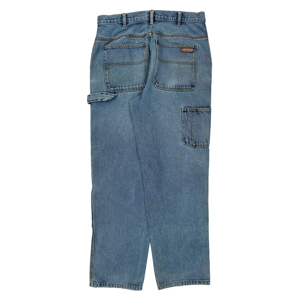 Unbranded Double Knee Carpenter Jeans - 34W 32L Blue Cotton Refurbished - Thrifted (note: this is a term often used to describe second- refurbished available on Cerqular