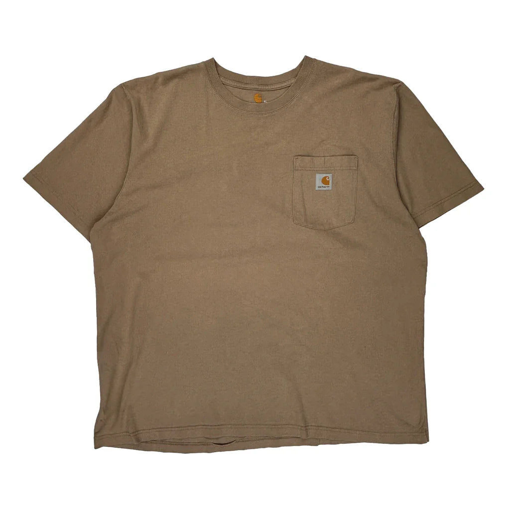 Carhartt T-Shirt - XL Brown Cotton Refurbished - Thrifted (note: this is a term often used to describe second- refurbished available on Cerqular