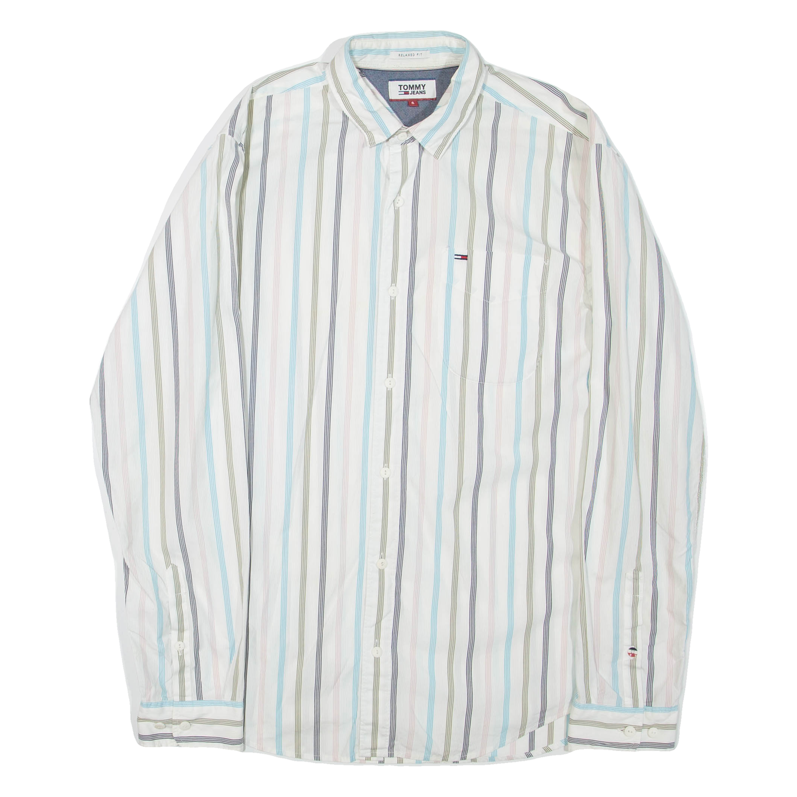 TOMMY HILFIGER Mens Shirt White Striped Long Sleeve S Refurbished - N/A refurbished available on Cerqular