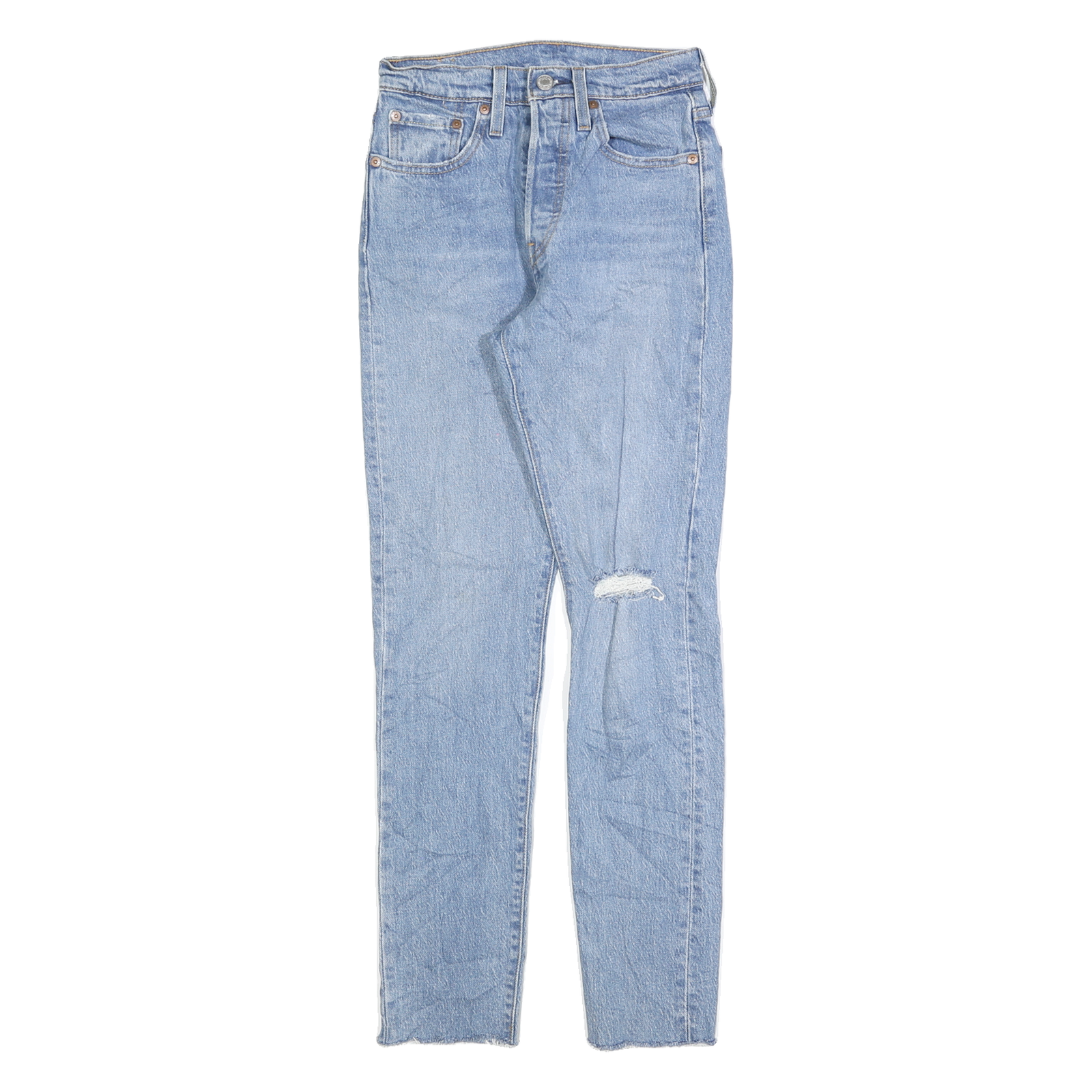 LEVI'S 501S Womens Jeans Blue Slim Skinny Denim Light W24 L30 Distressed Refurbished - N/A refurbished available on Cerqular