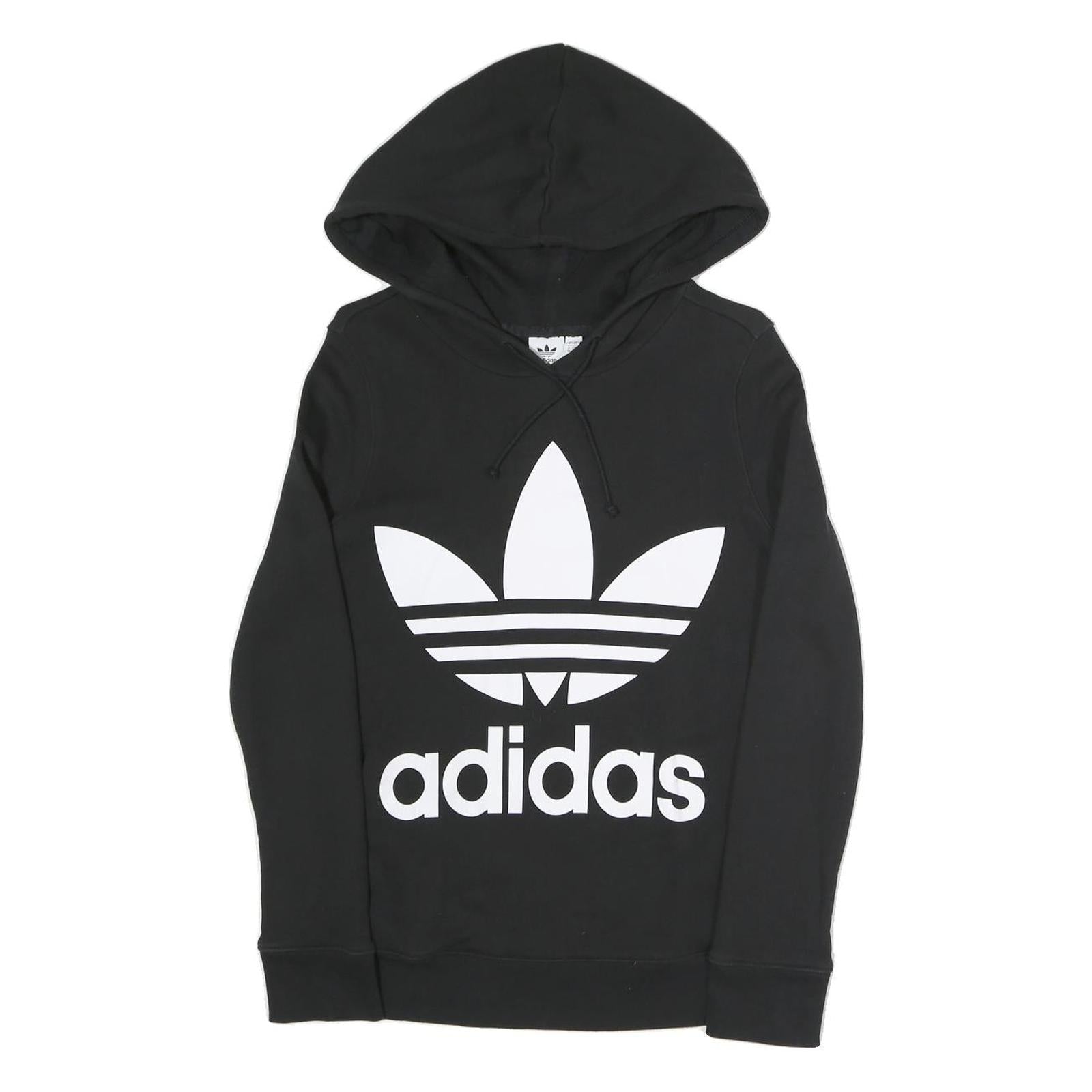 ADIDAS Womens Black Hoodie UK 6 Cotton Blend Pullover Large Logo Hooded Refurbished - N/A refurbished available on Cerqular