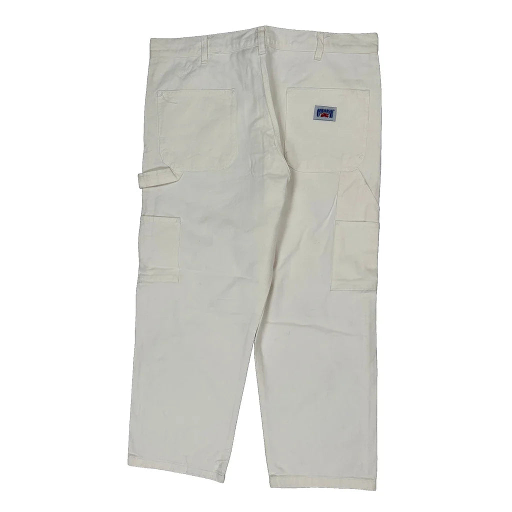 Unbranded Carpenter Trousers - 40W 30L White Cotton Refurbished - Thrifted (note: this is a term often used to describe second- refurbished available on Cerqular