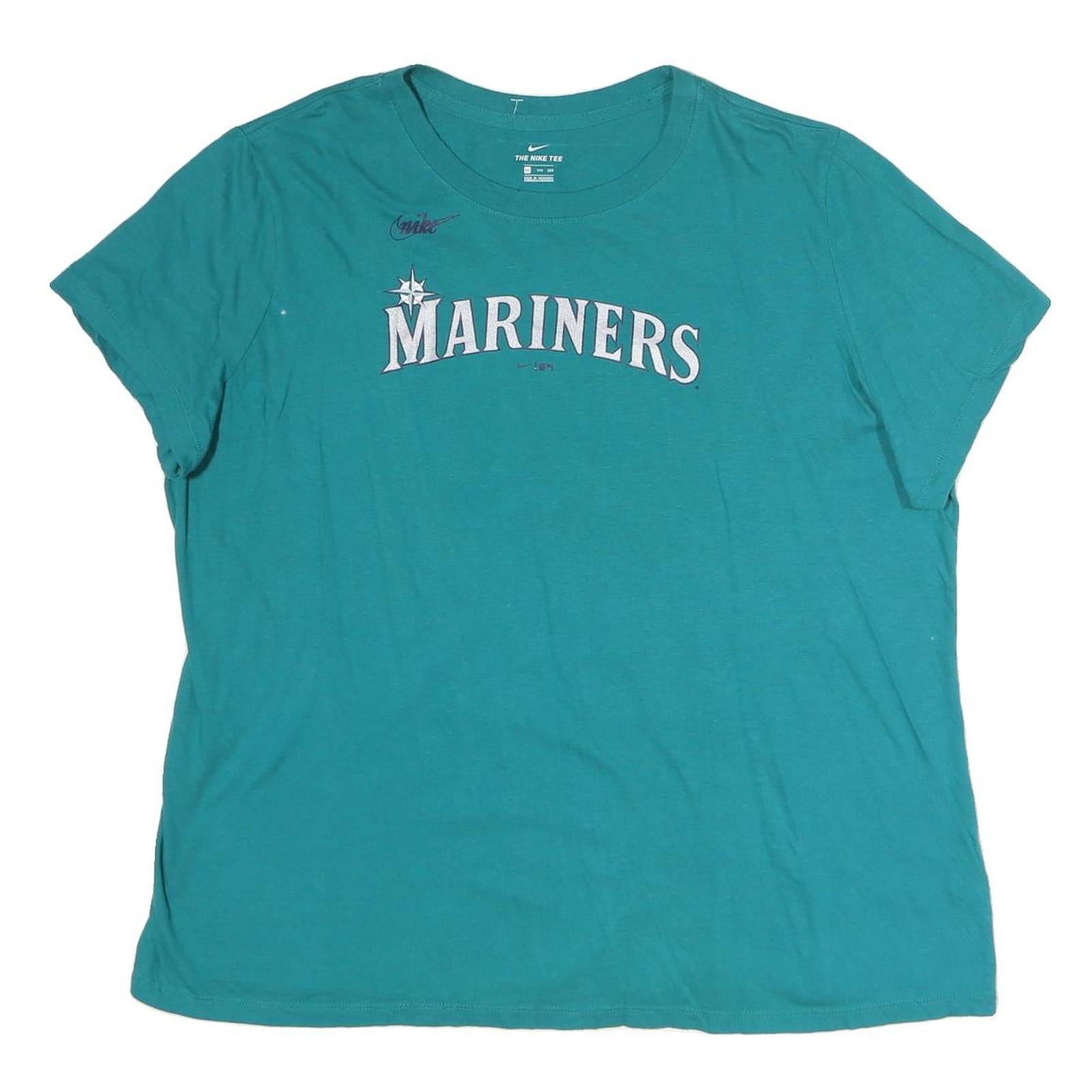 NIKE Womens Teal Mariners Graphic T-Shirt 2XL Short Sleeve Crew Neck Griffey 24 Refurbished - N/A refurbished available on Cerqular