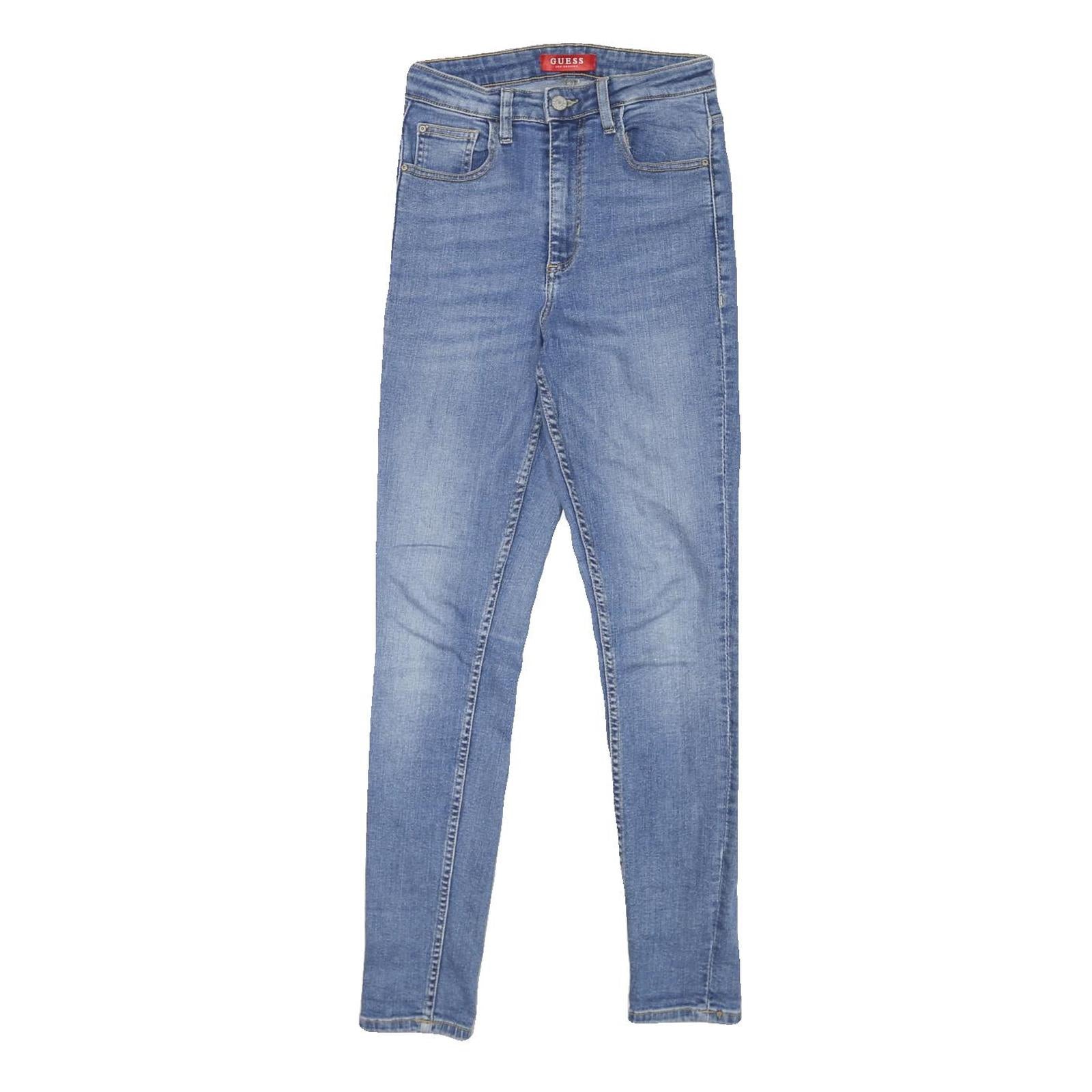 GUESS Womens Slim Fit Blue Denim Jeans Cotton Blend Zip W24 L28 Skinny Style Refurbished - N/A refurbished available on Cerqular