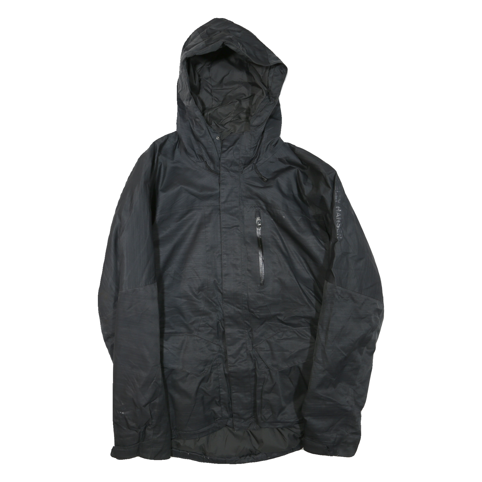 HELLY HANSEN Mens Black Outdoor Jacket M Polyester Blend Zip Hooded Plain Casual Refurbished - N/A refurbished available on Cerqular