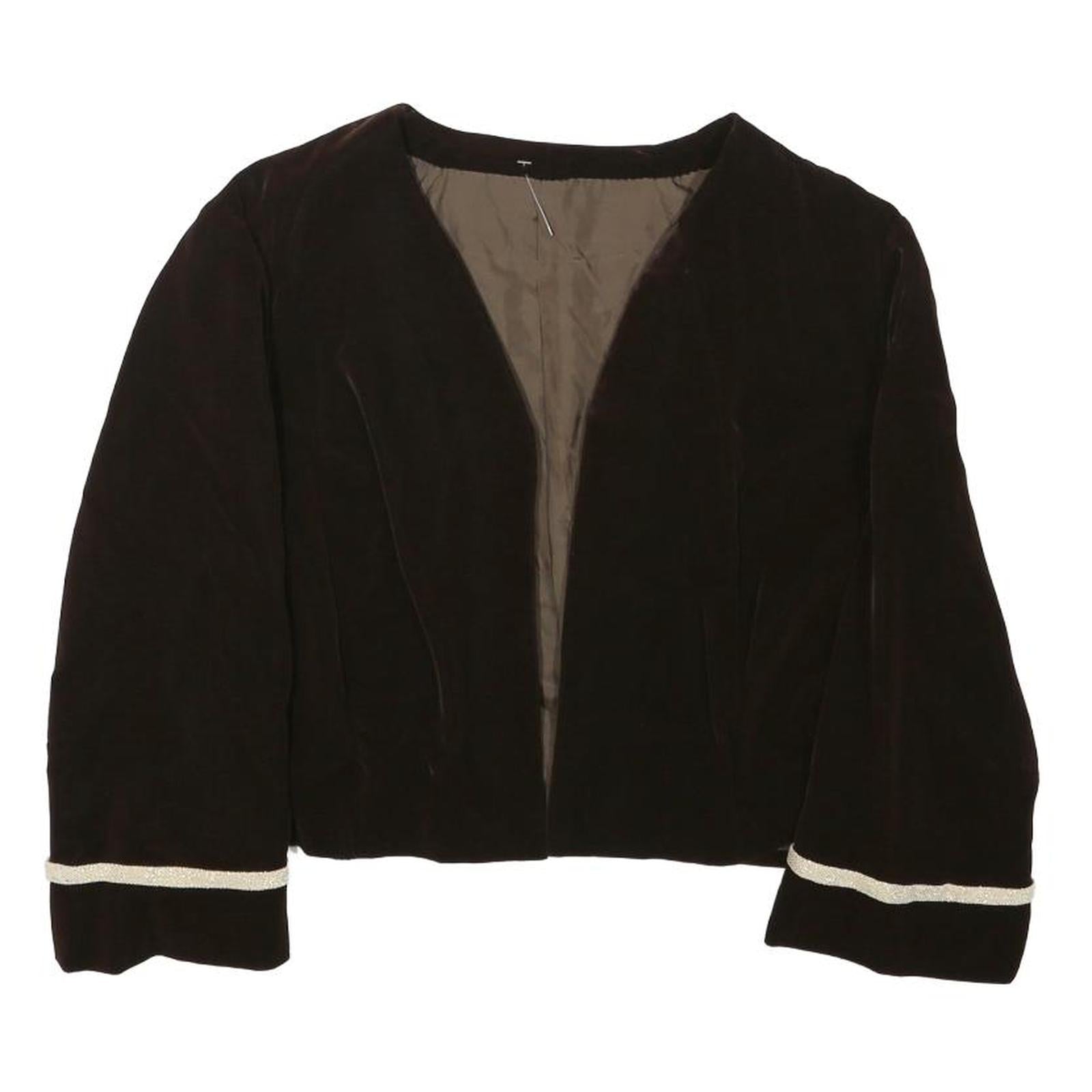 Womens Black Jacket XXS Polyester Blend Plain Cropped Minimalist Sleeve Trim Refurbished - N/A refurbished available on Cerqular