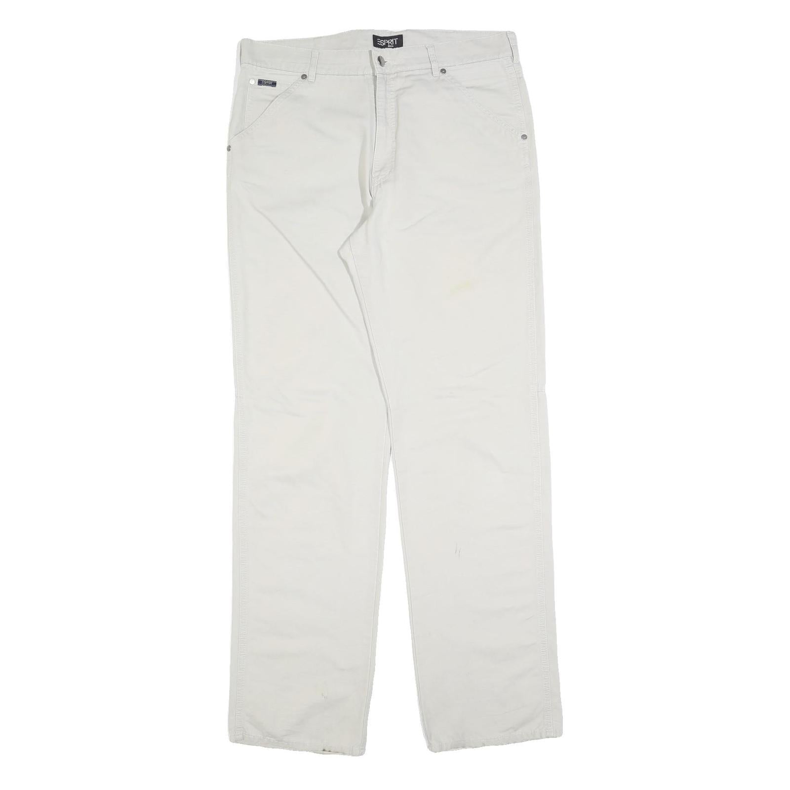 ESPRIT Womens Cotton Blend White Regular Fit Straight Leg Trousers W36 L34 Refurbished - N/A refurbished available on Cerqular