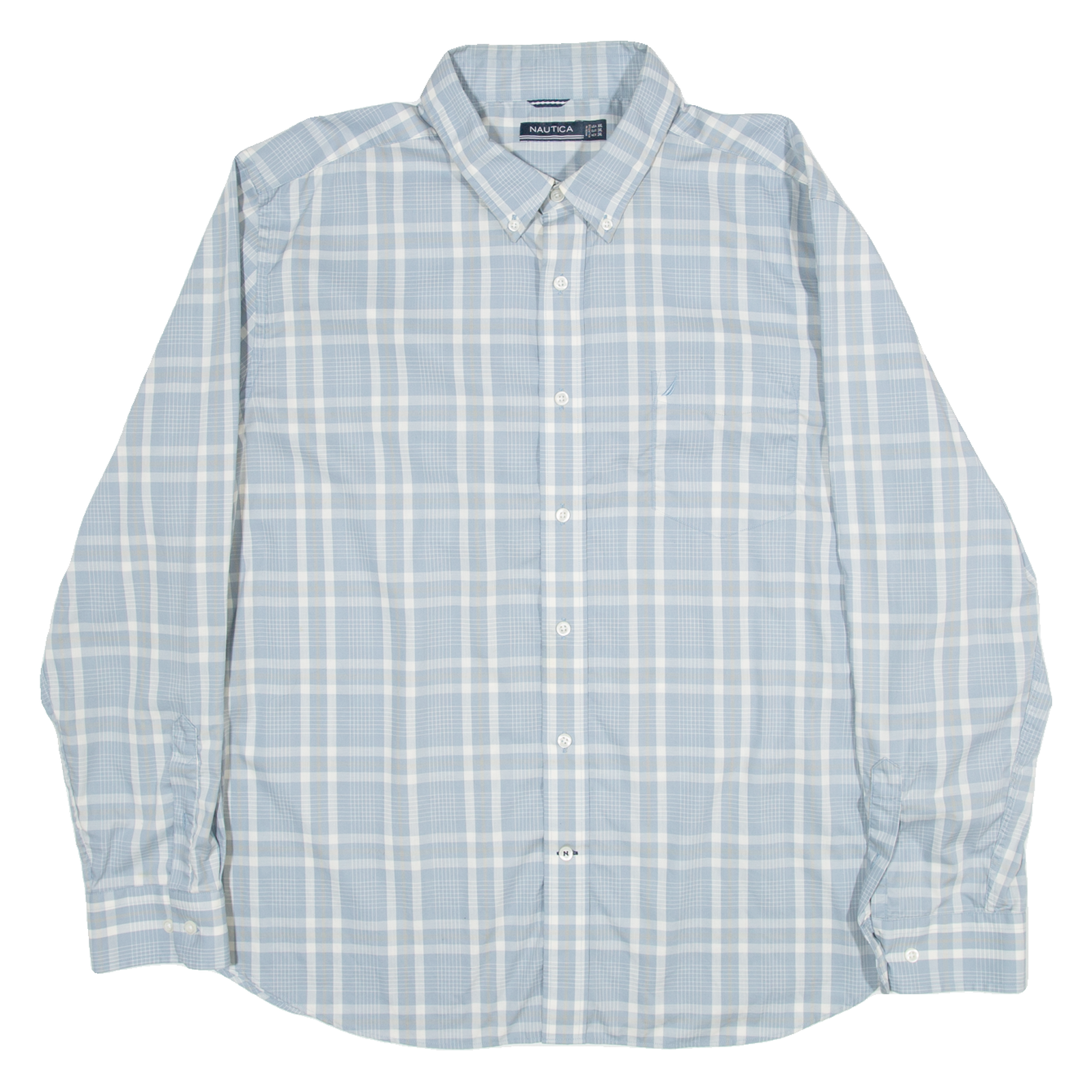 NAUTICA Mens Shirt Blue Check Long Sleeve 2XL Refurbished - N/A refurbished available on Cerqular