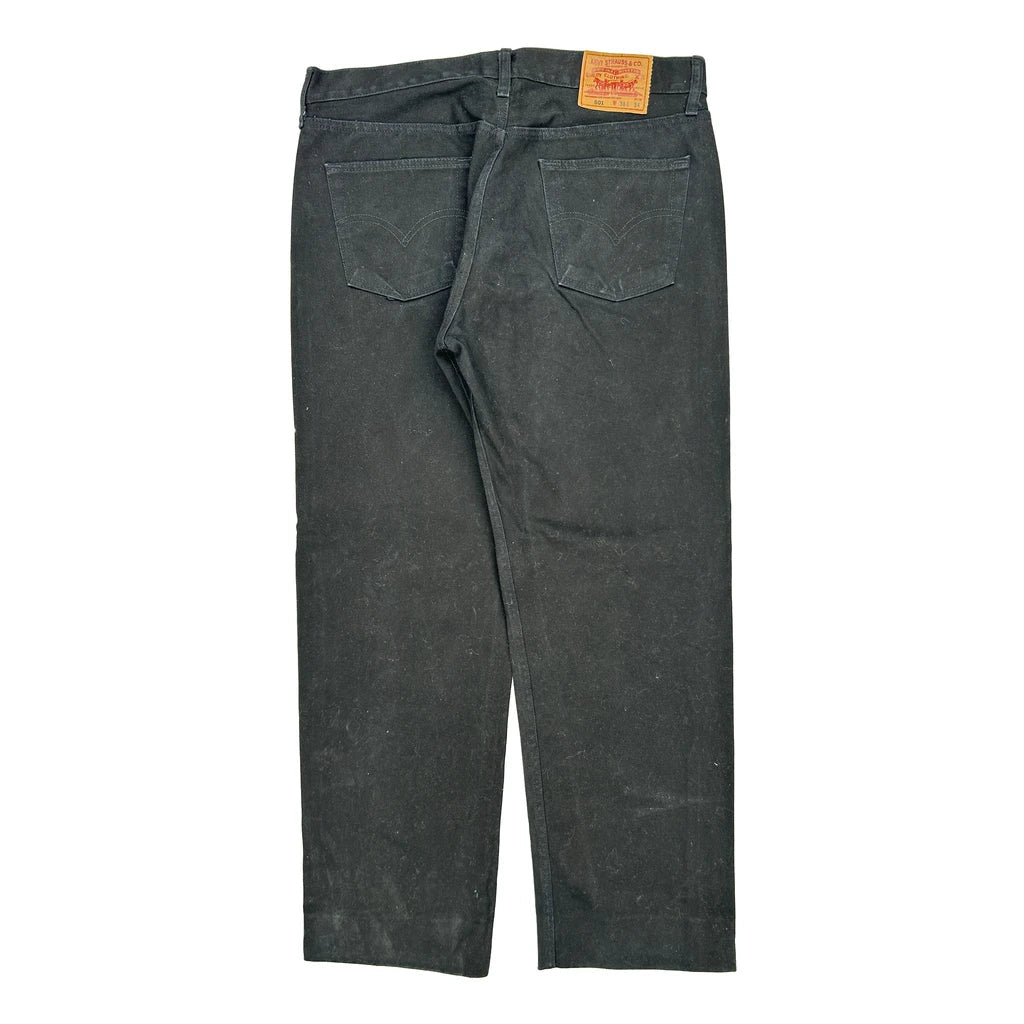 501 Levis Jeans - 36W 32L Black Cotton Refurbished - Thrifted (note: this is a term often used to describe second- refurbished available on Cerqular