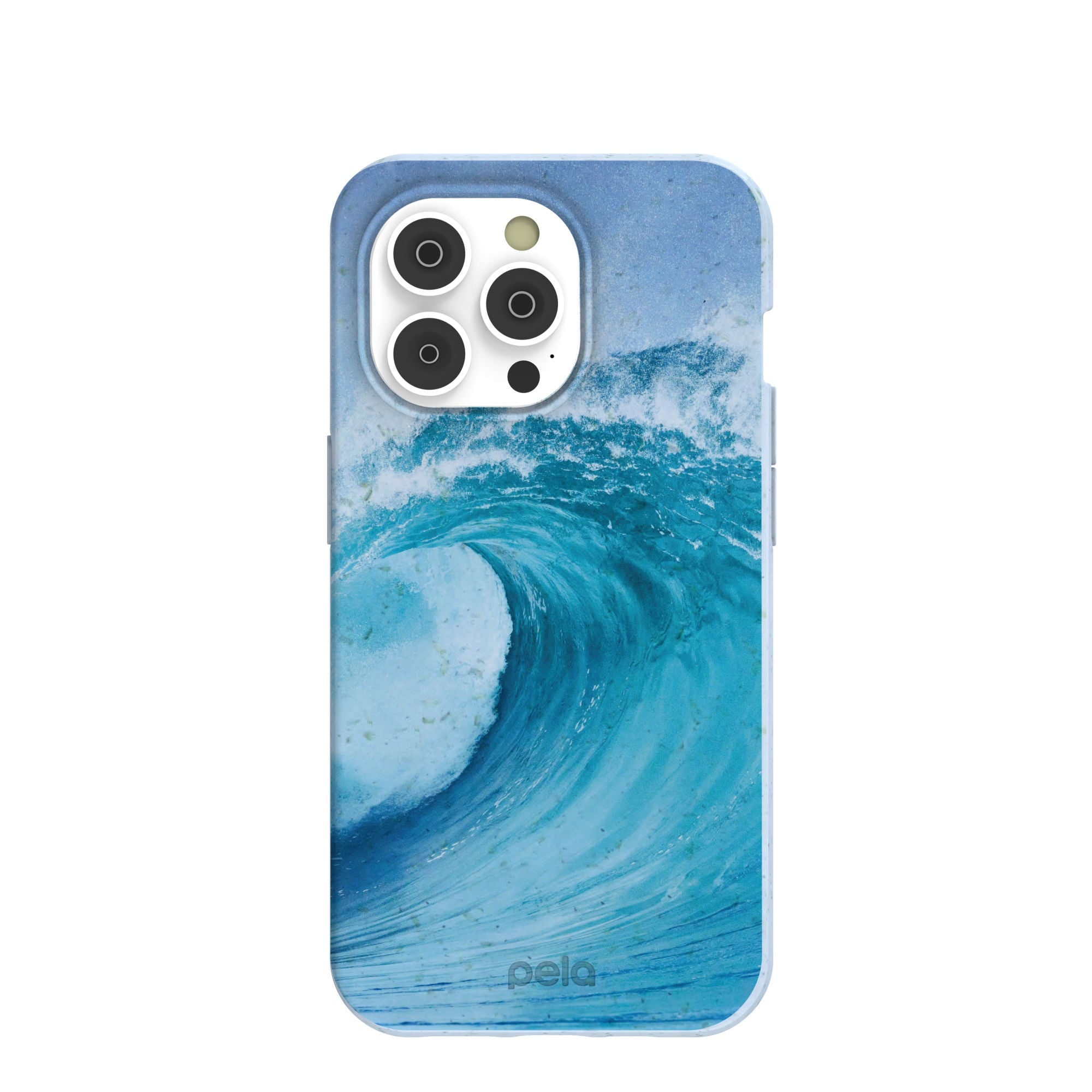 Powder Blue Big Wave iPhone 14 Pro Case Refurbished - Pela Case refurbished available on Cerqular
