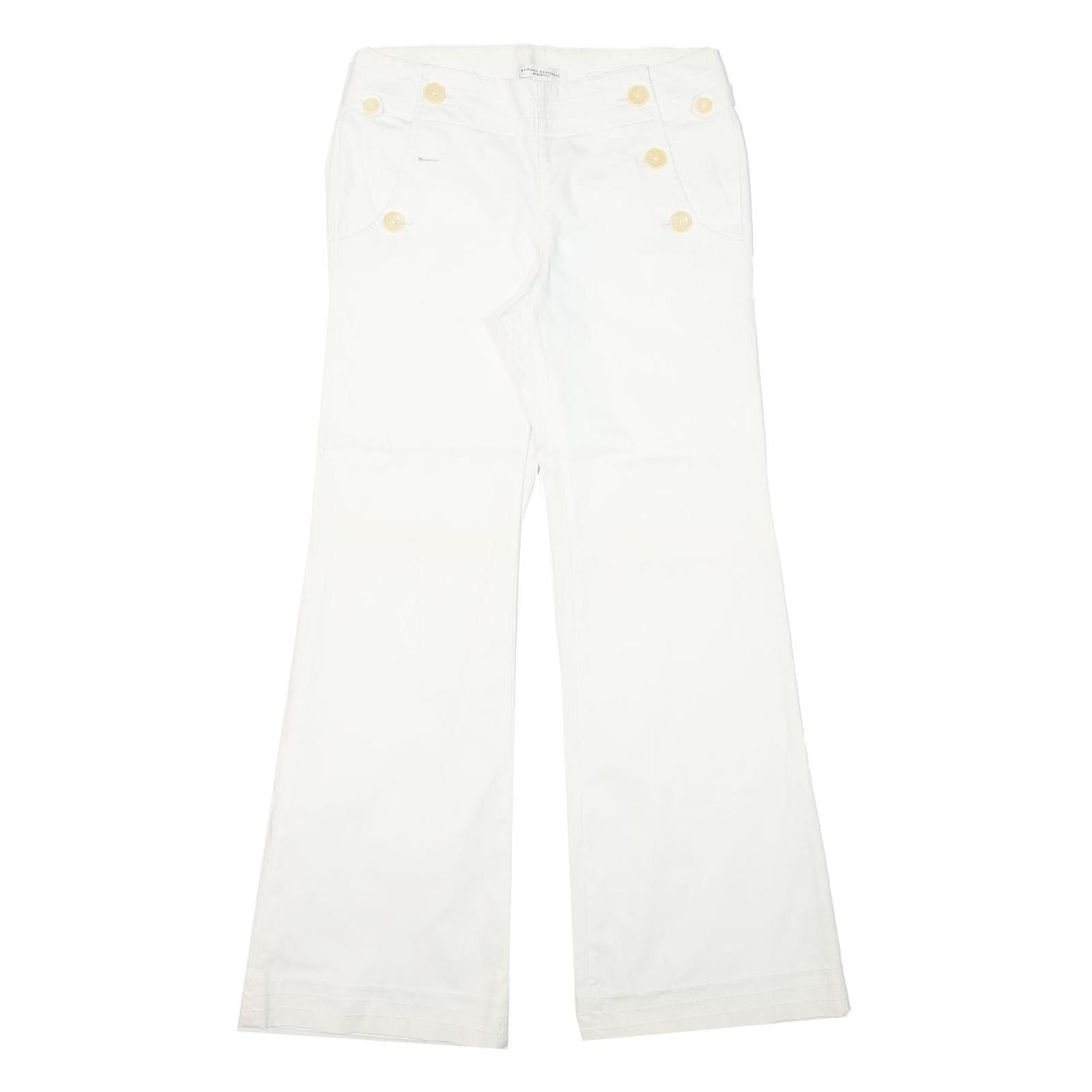 BANANA REPUBLIC Womens White Regular Bootcut Trousers W30 L31 Cotton Blend Zip Refurbished - N/A refurbished available on Cerqular