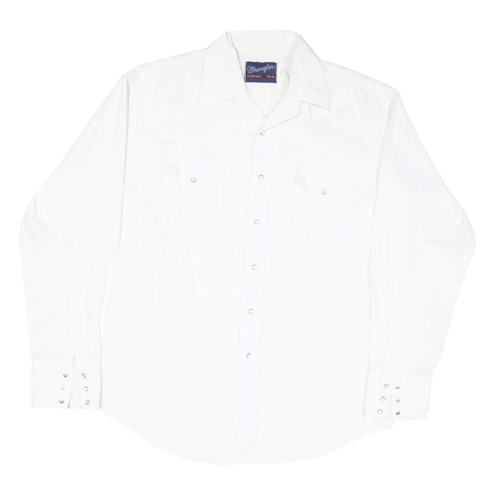 WRANGLER Mens White Plain Shirt XL Classic Button-Down Cotton Blend Casual Refurbished - N/A refurbished available on Cerqular