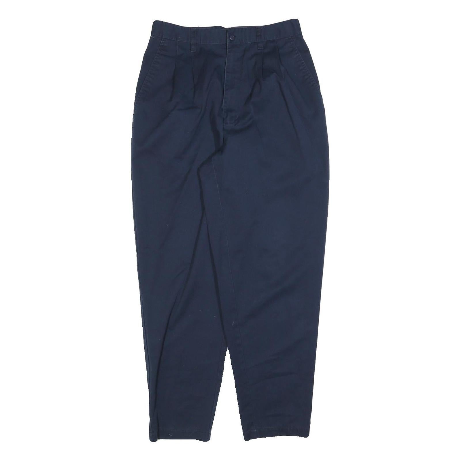 Mens Cotton Blend Navy Blue Regular Fit Straight Trousers W28 L28 Casual Zip Refurbished - N/A refurbished available on Cerqular