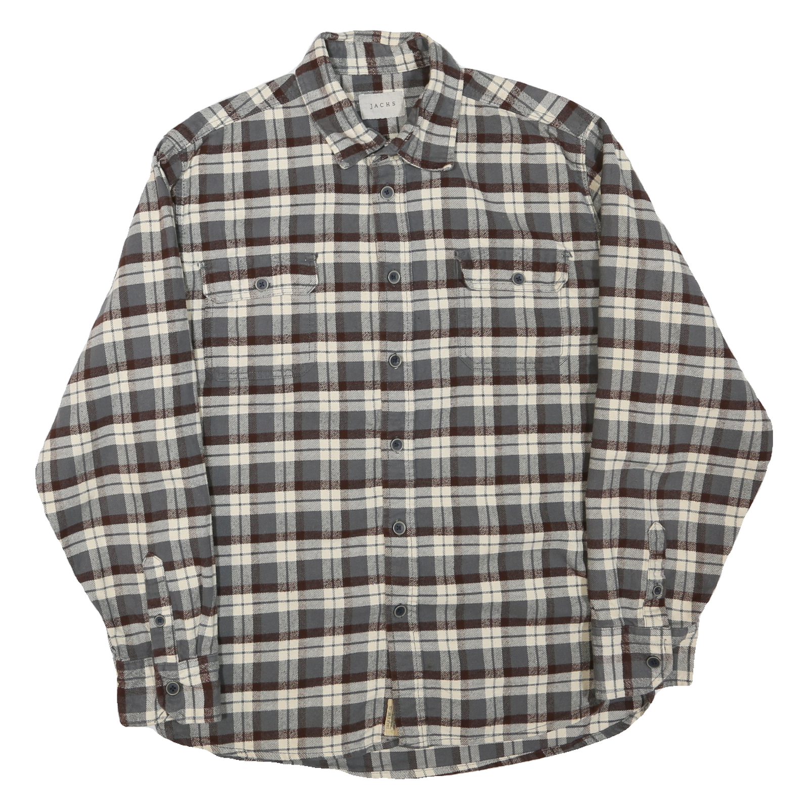 Buy JACHS Mens Grey & Brown Check Shirt L Cotton Blend Casual Long Sleeve Button Refurbished - $32.49 JACHS Mens Grey & Brown Check Shirt L Cotton Blend Casual Long Sleeve Button Refurbished - N/A refurbished available on Cerqular